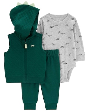 Conjunto longo bebê 3 peças mescla capuz matelado dino multicor | Carter's