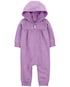 Macacão bebê com capuz corações brilhosos - lilás | Carter's