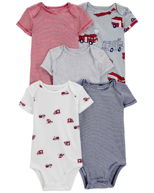 Kit body bebê 5 peças bombeiro listras multicor | Carter's