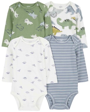 Kit body bebê 4 peças dinossauros e listras multicor | Carter's