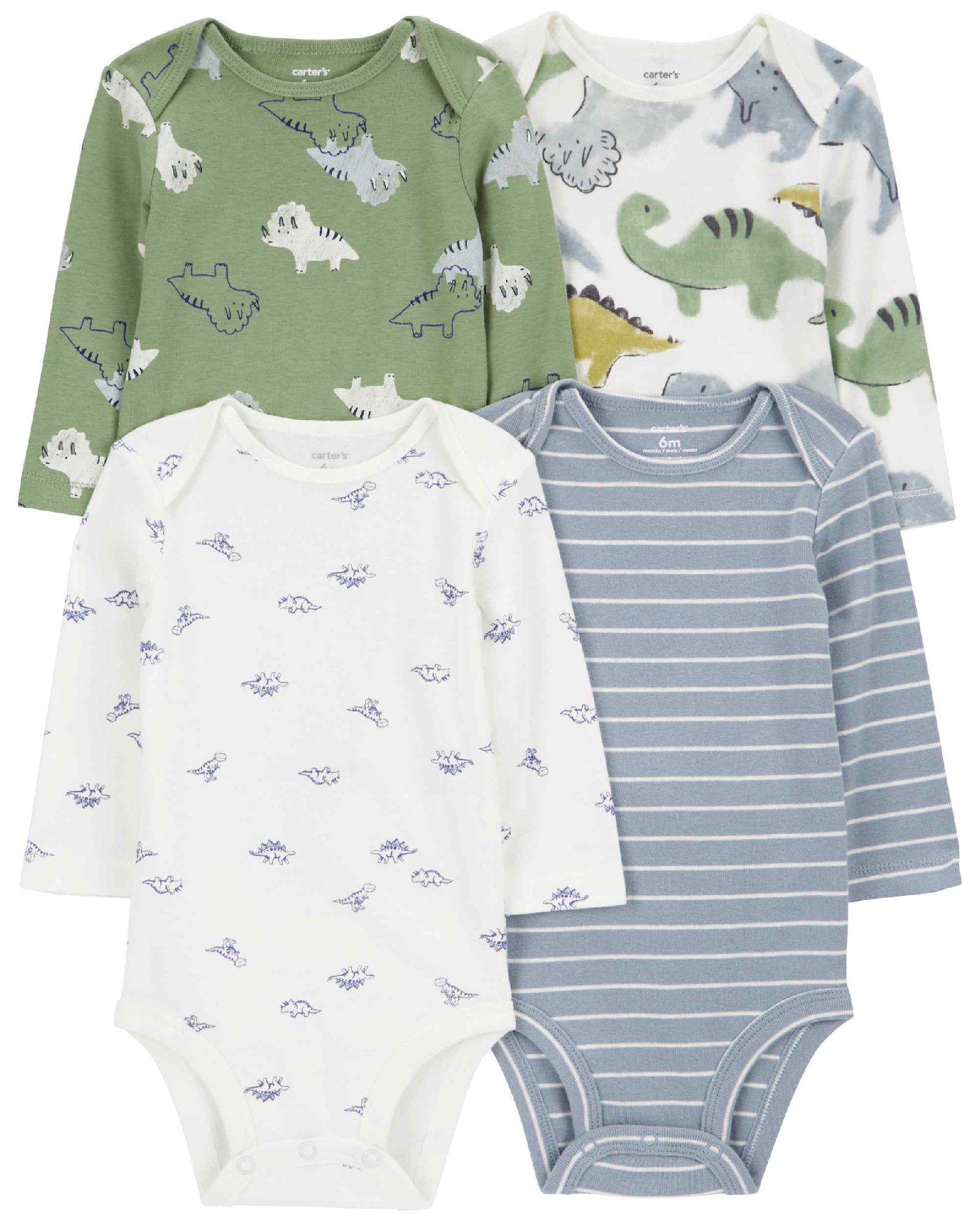 Kit body bebê 4 peças dinossauros e listras multicor | Carter's