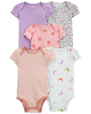 Kit body bebê 5 peças floral listras poá multicor | Carter's