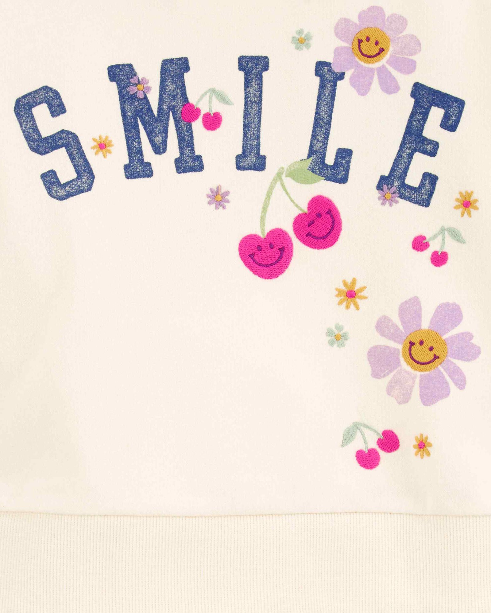 Blusa de moletom infantil floral smile bege | Carter's