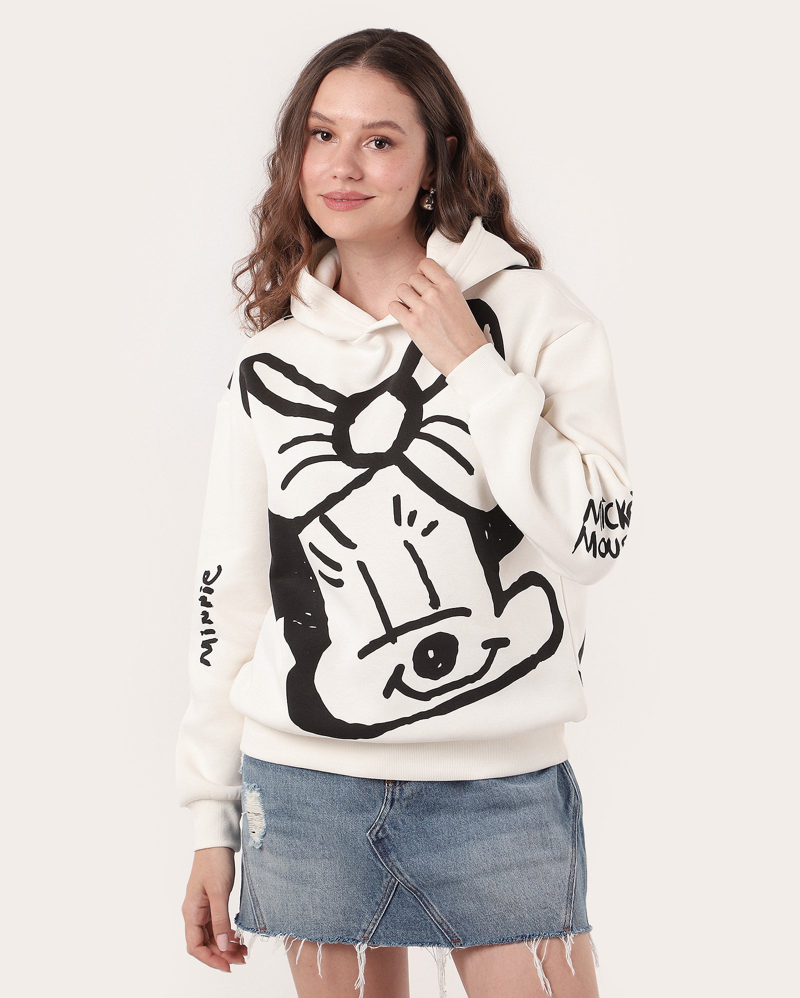 Blusa de moletom feminina com felpa e capuz Extraimaginário branca | Disney