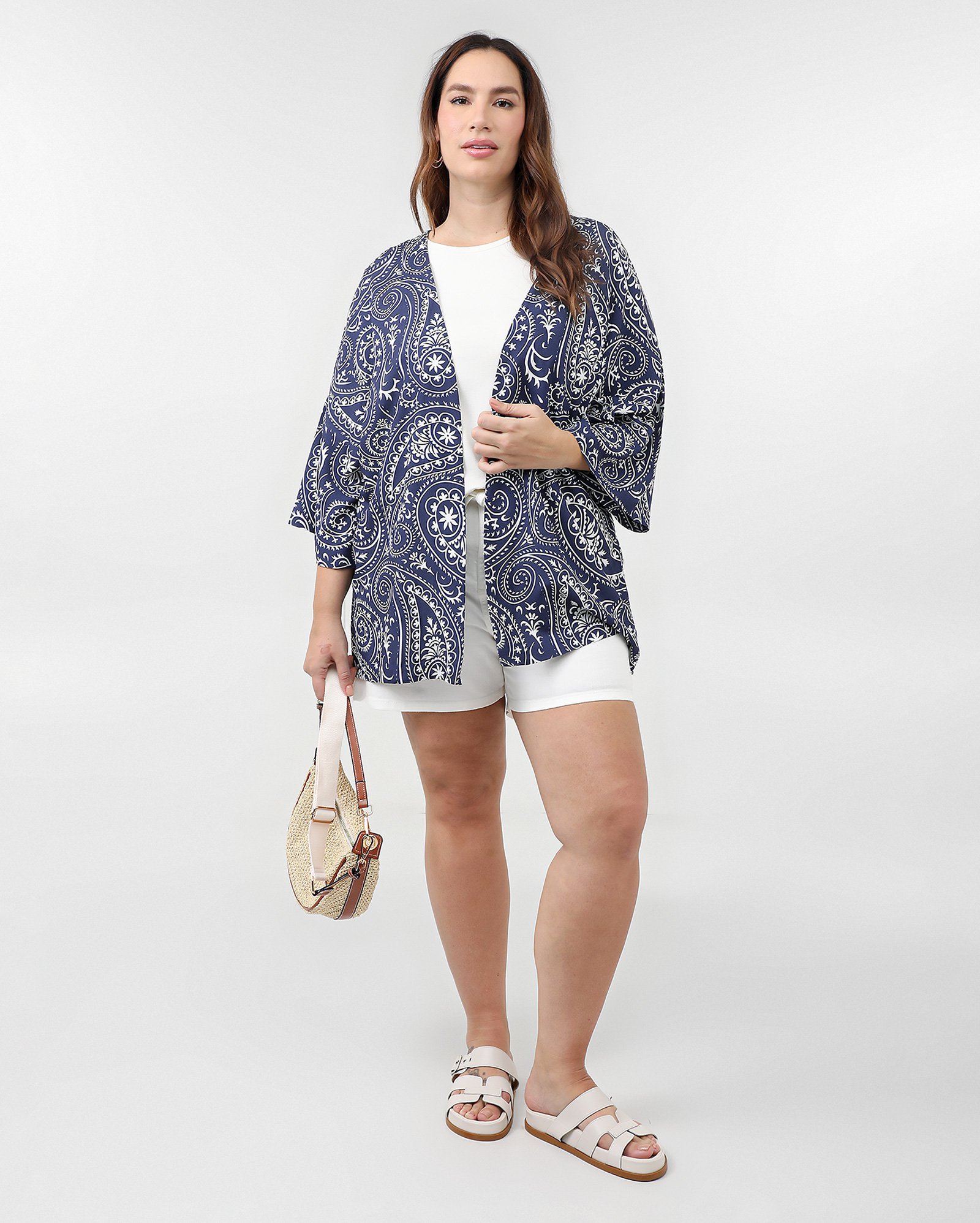 Kimono plus size feminino bandana azul | AK Plus by Riachuelo