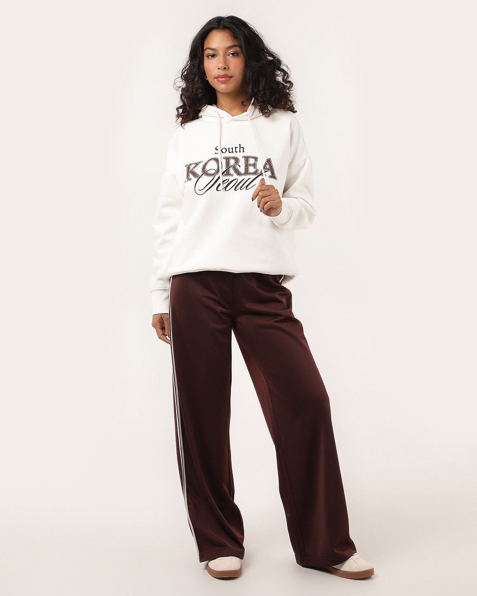 Blusa de moletom feminina Korea Seoul com felpa e capuz branca | Pool