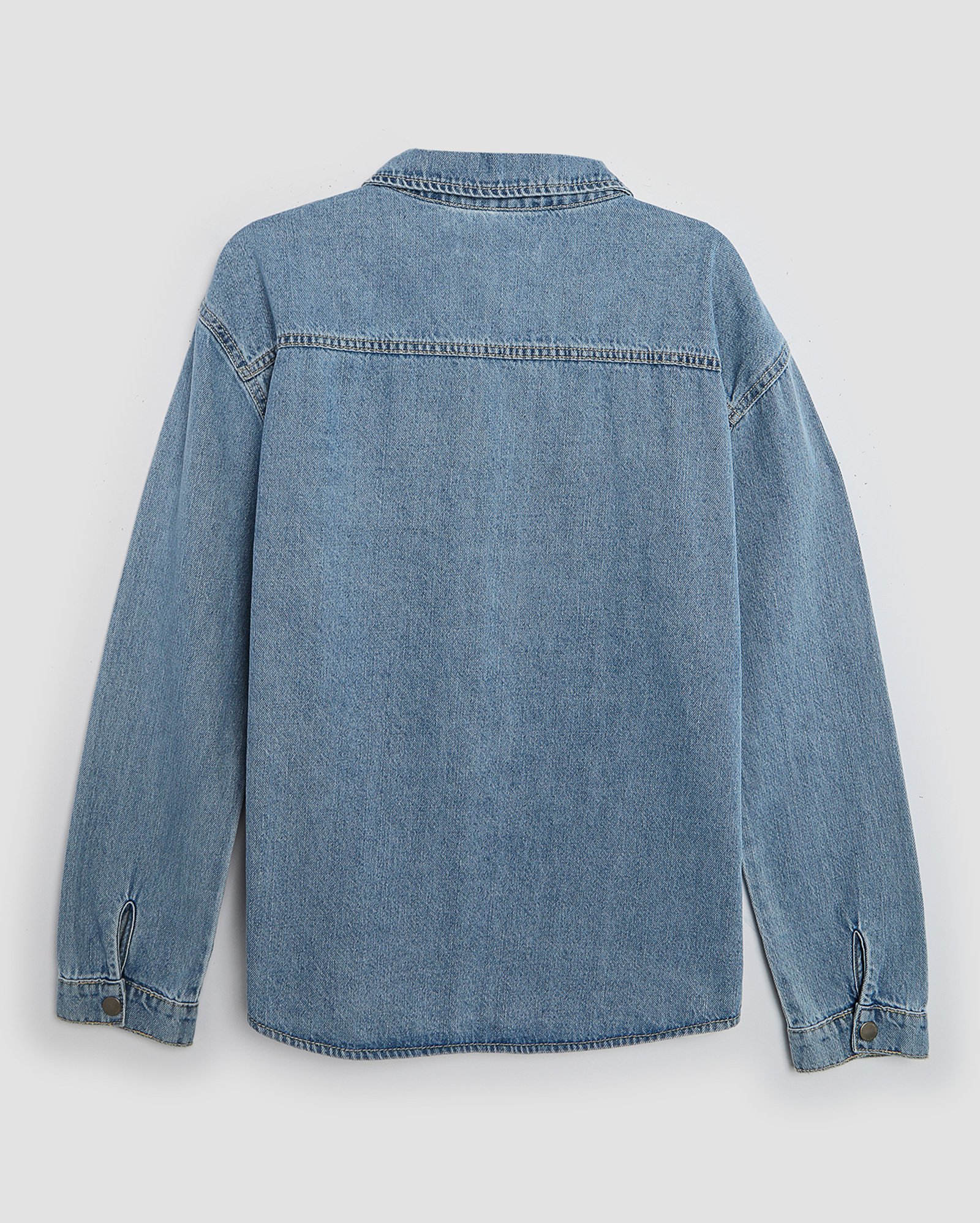 Jaqueta jeans juvenil alongada com bolso denim médio | Pool
