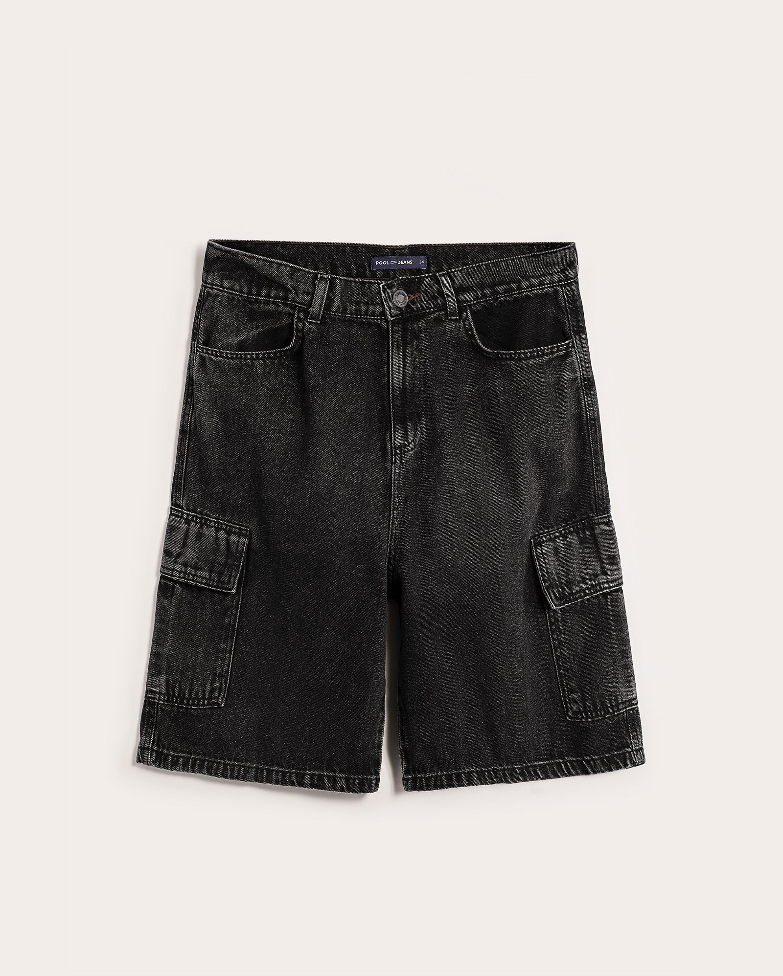 Bermuda jeans juvenil skater bolsos cargo - Jeans Black Escuro | Pool 