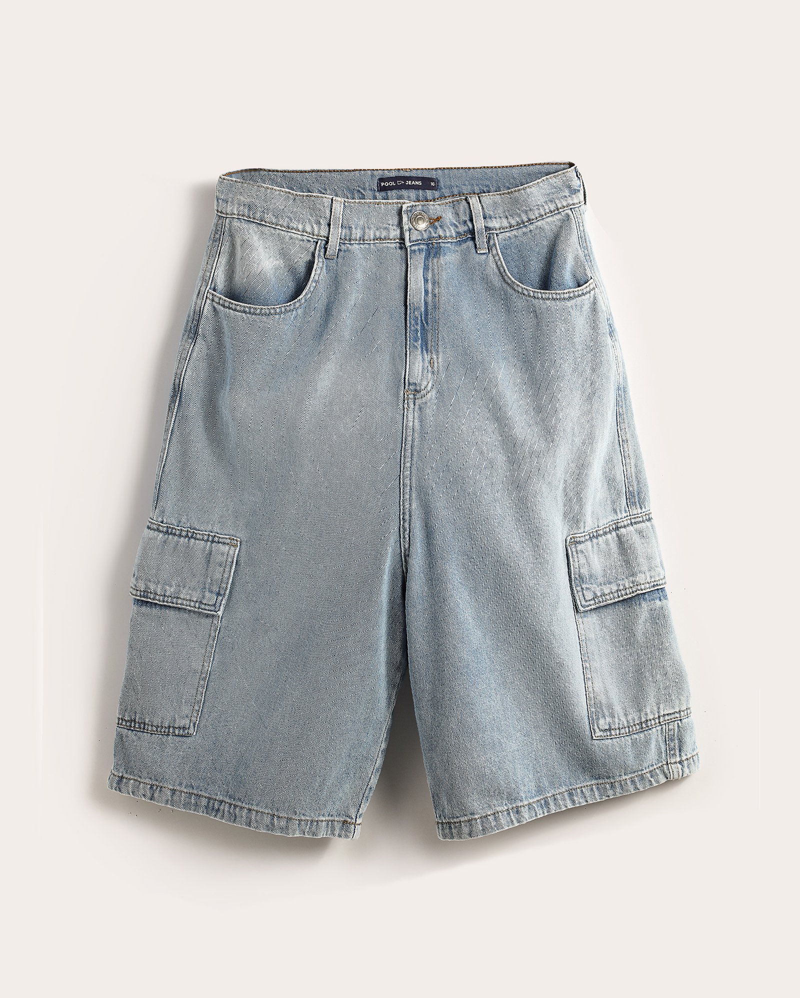 Bermuda jeans juvenil skater bolsos cargo - Jeans Claro | Pool 