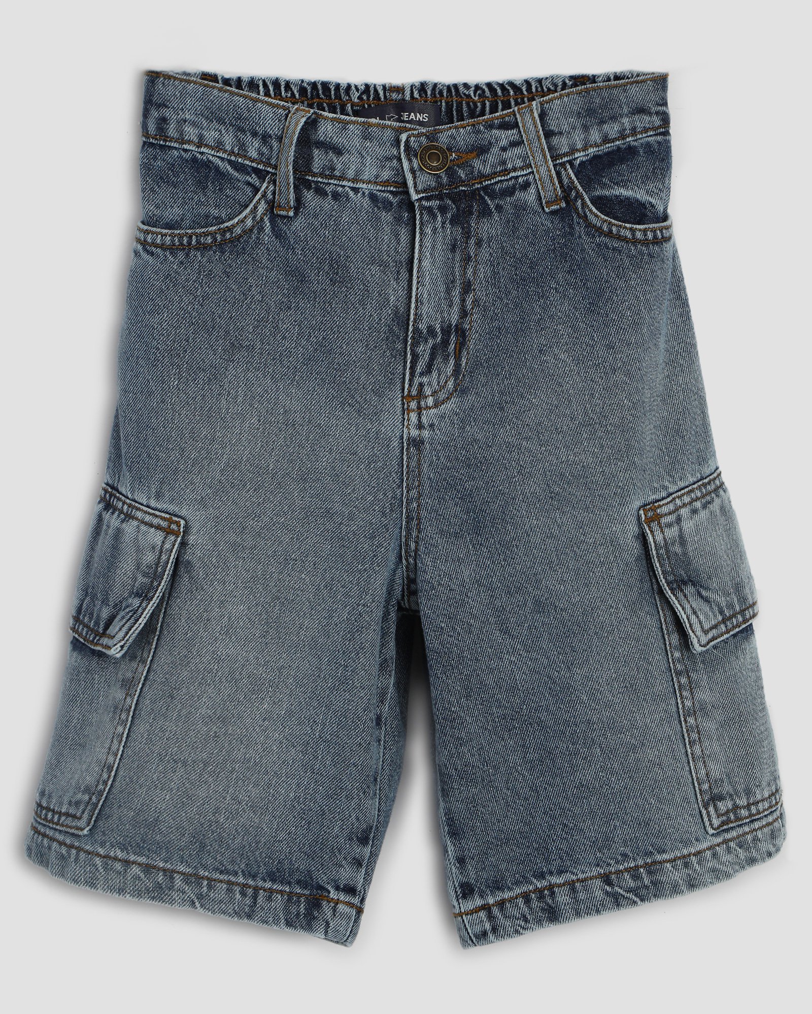 Bermuda jeans infantil skater de bolso cargo 4-10A - Jeans Médio | Pool Kids