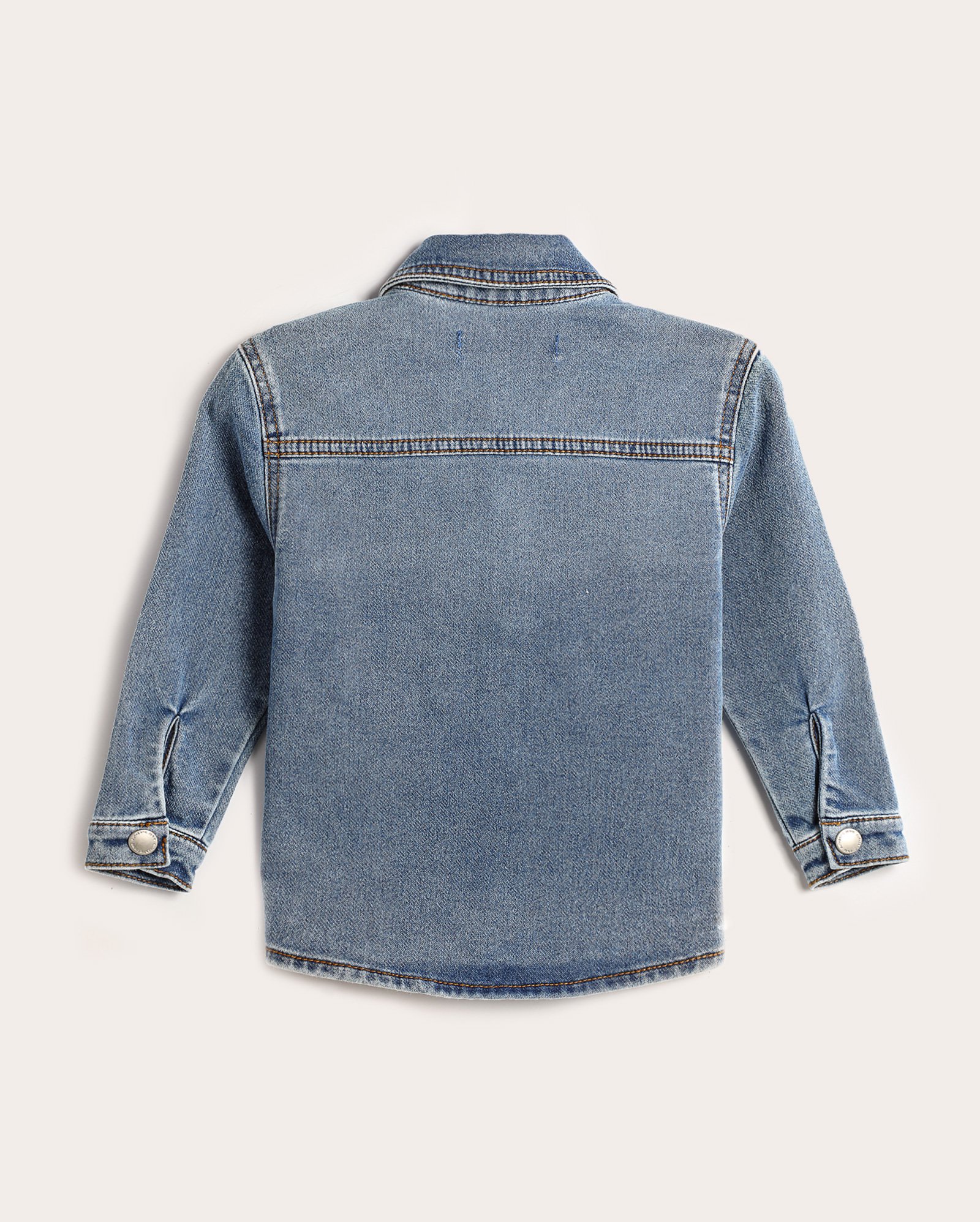 Shacket jeans infantil com bolsos 1-4A denim médio | Pool Kids