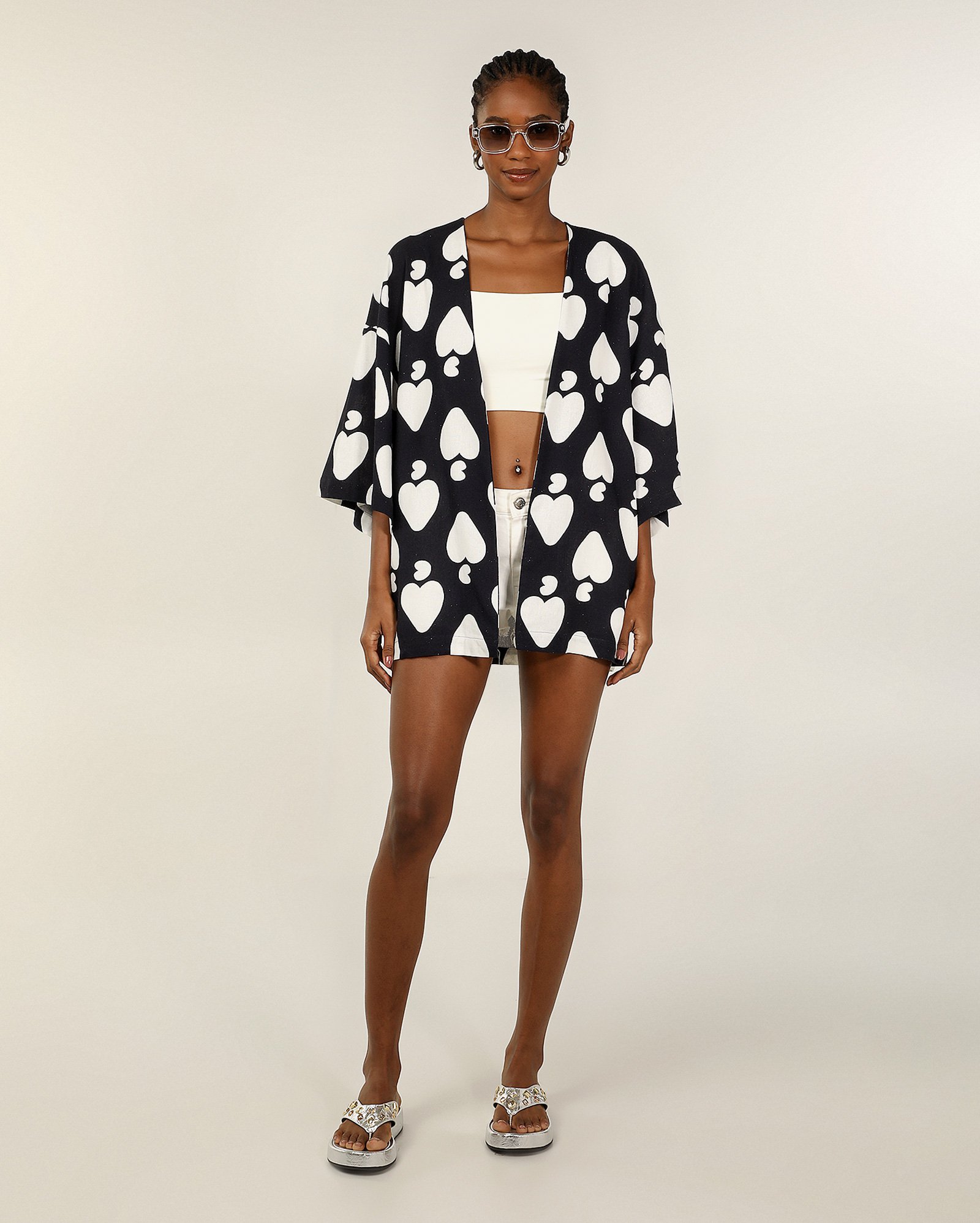 Kimono feminino em viscolinho caju azul - Azul Escuro | Pool