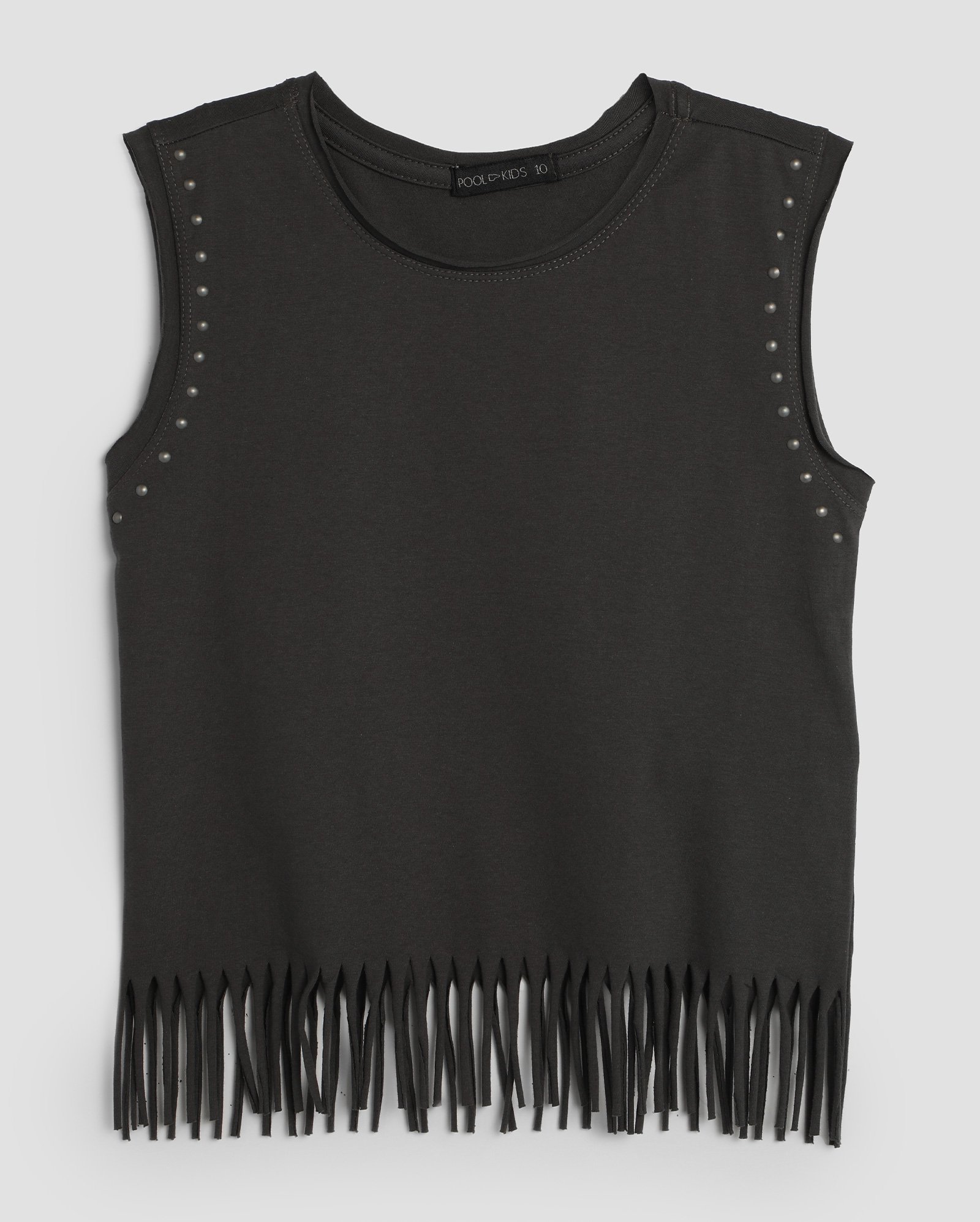 Regata infantil com tachinhas e franja 4-10A cinza