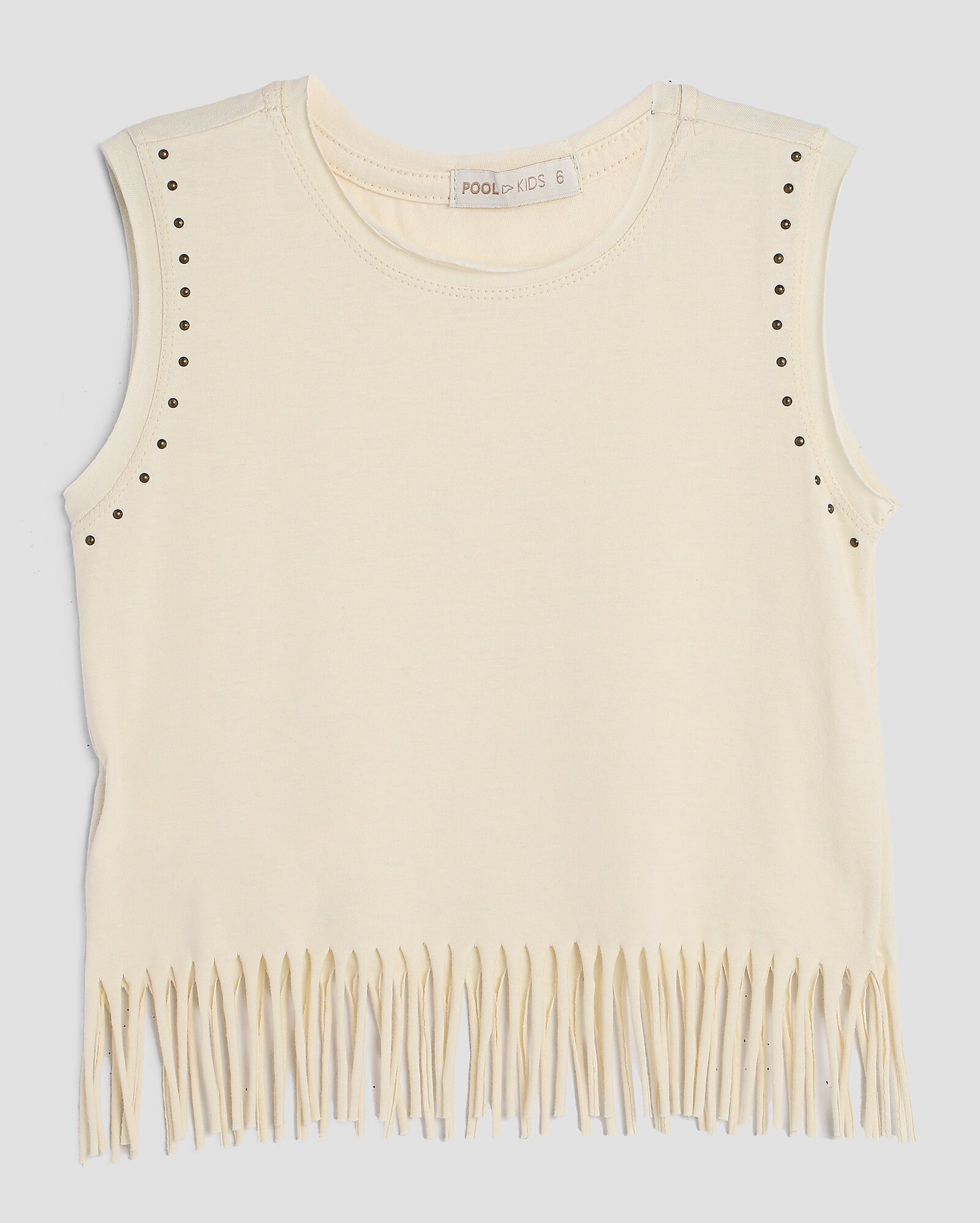 Regata infantil com tachinhas e franja 4-10A bege