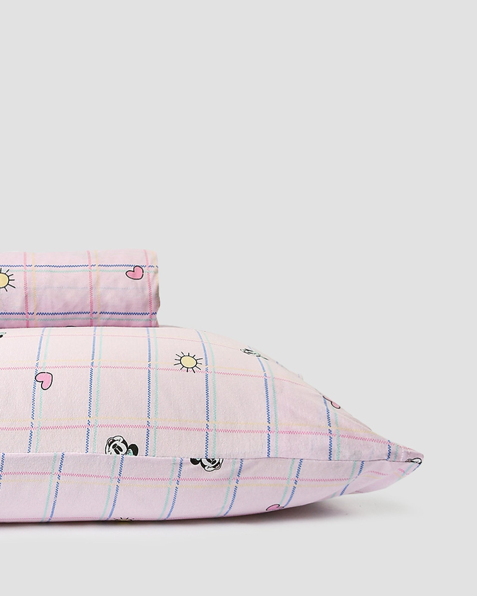 Jogo de cama solteiro 2 peças Minnie quadriculado rosa | Casa Riachuelo