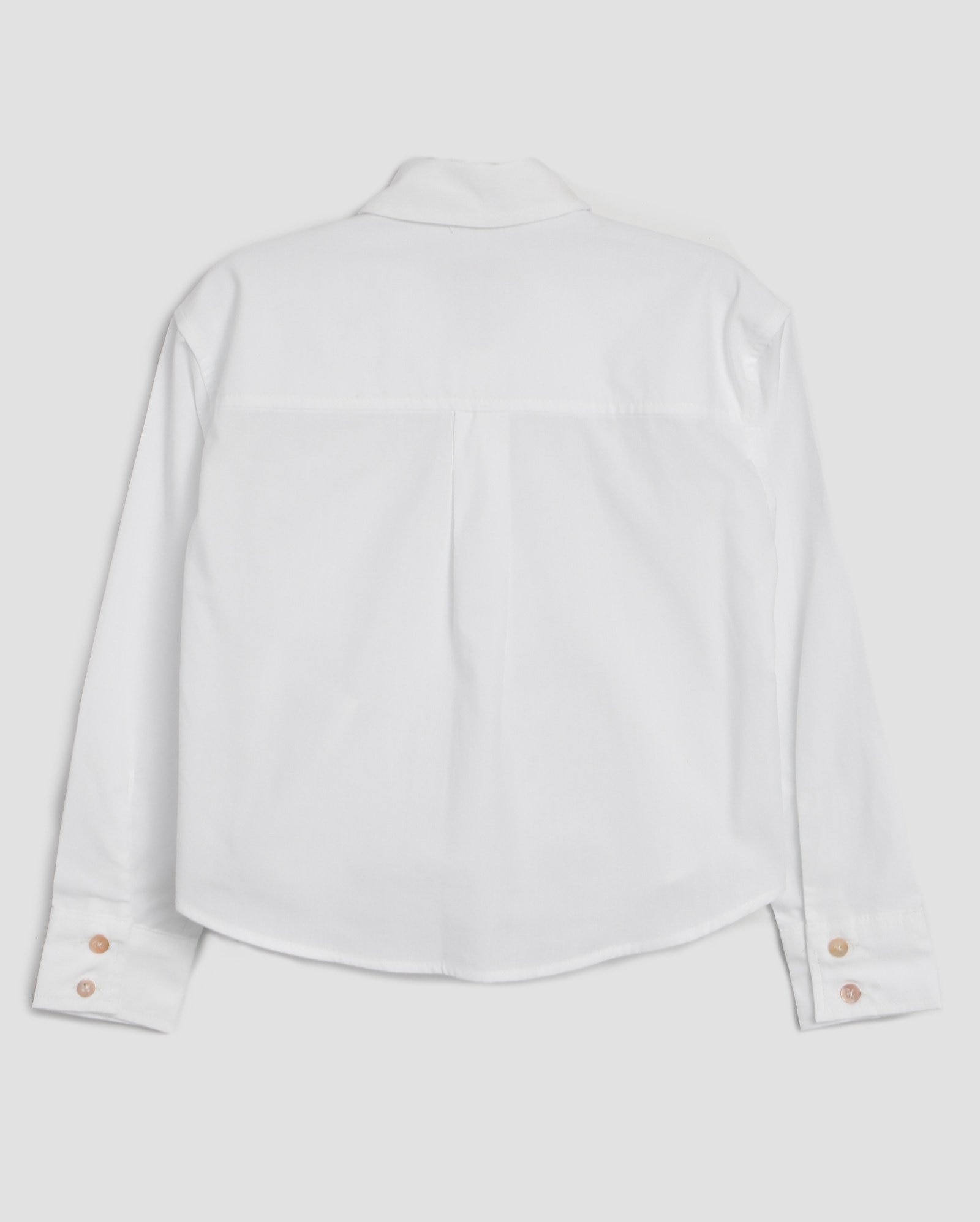 Camisa infantil manga longa com bolsinho 4-10A branca | Pool Kids