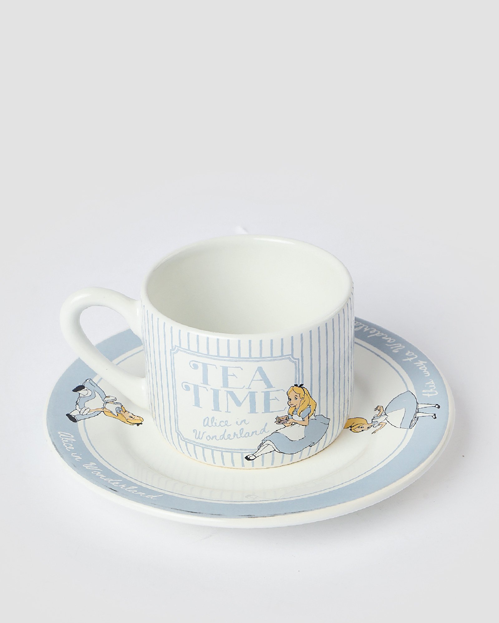 Xícara de chá com pires de cerâmica Tea time Alice branca | Casa Riachuelo
