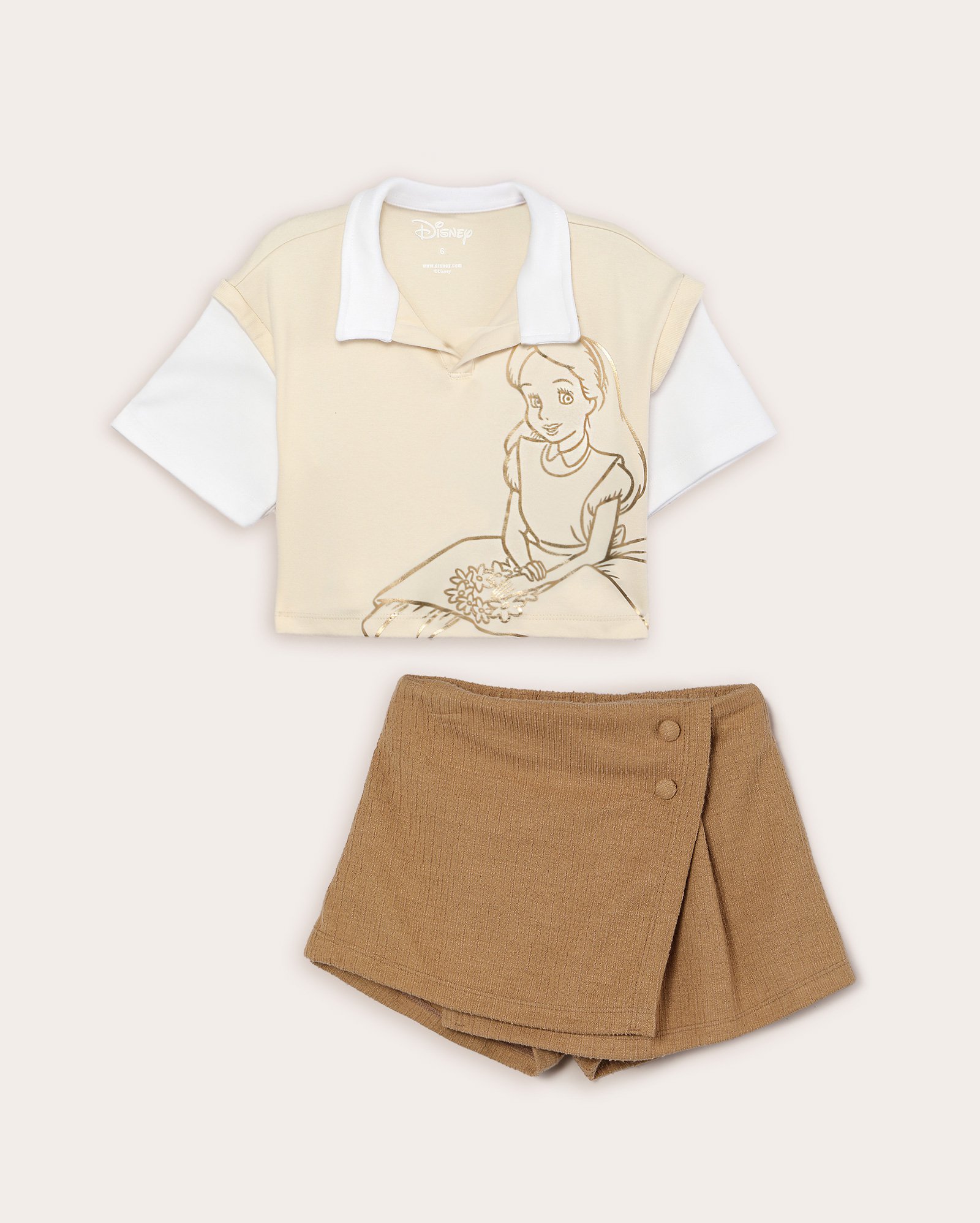 Conjunto curto infantil polo Alice metalizada 4-10A multicor | Disney