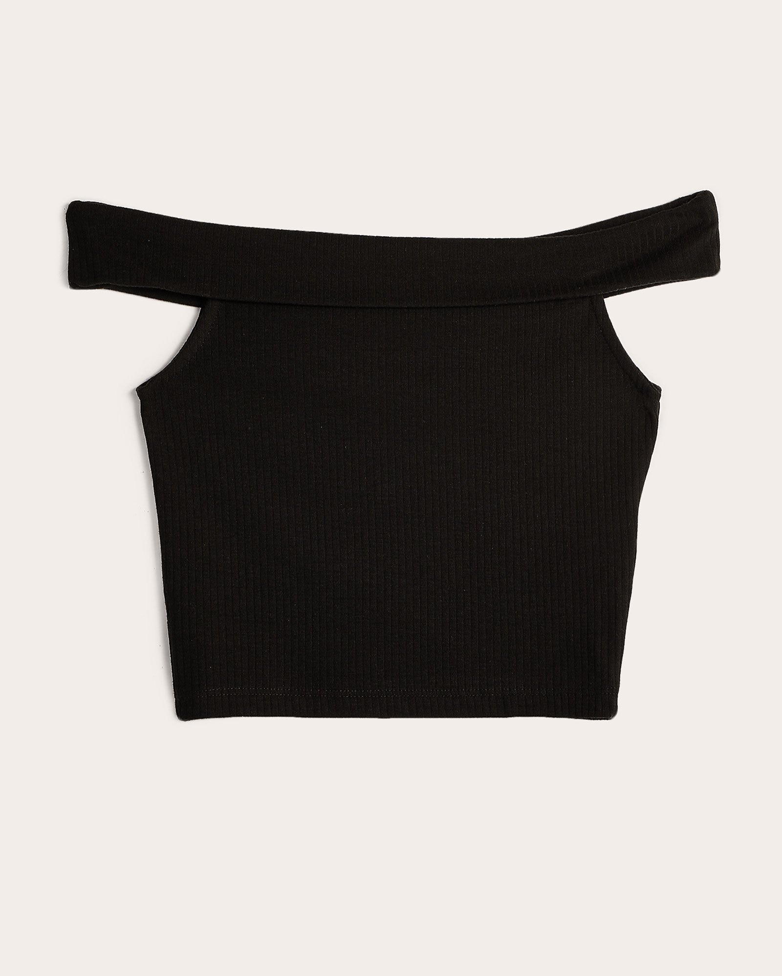 Blusa cropped juvenil ombro a ombro canelada preta | Pool
