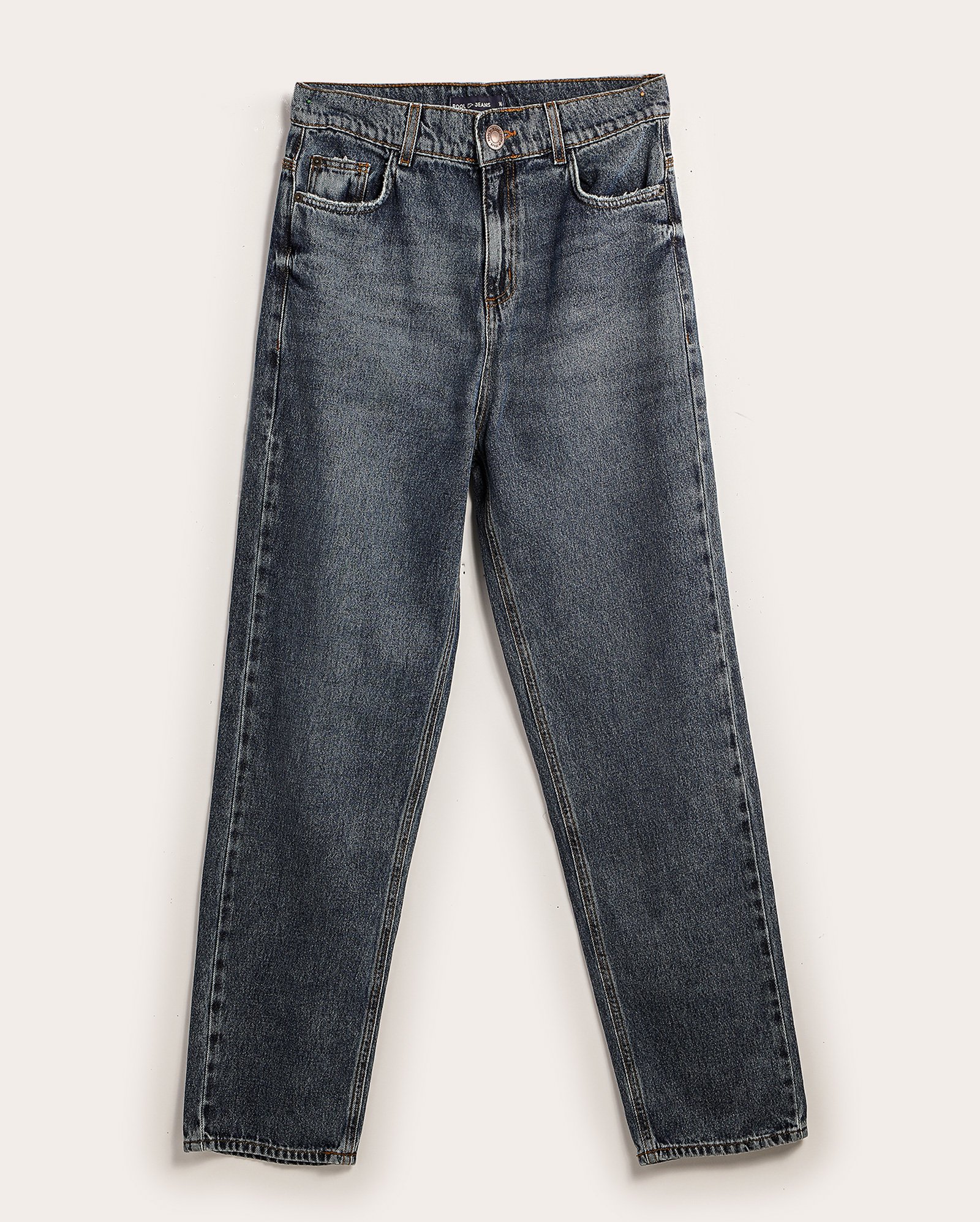 Calça jeans juvenil loose estonada denim médio - Jeans Médio | Pool