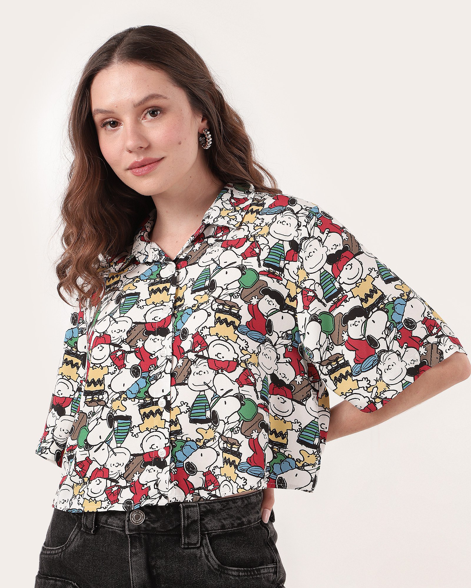 Riachuelo Camisa cropped turma do Snoopy branca Peanuts