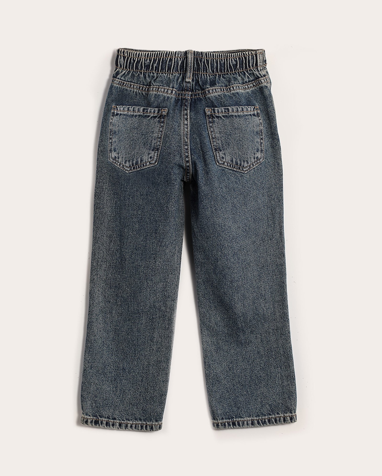 Calça jeans infantil reta estonada com tachas 4-10A denim escuro | Pool Kids