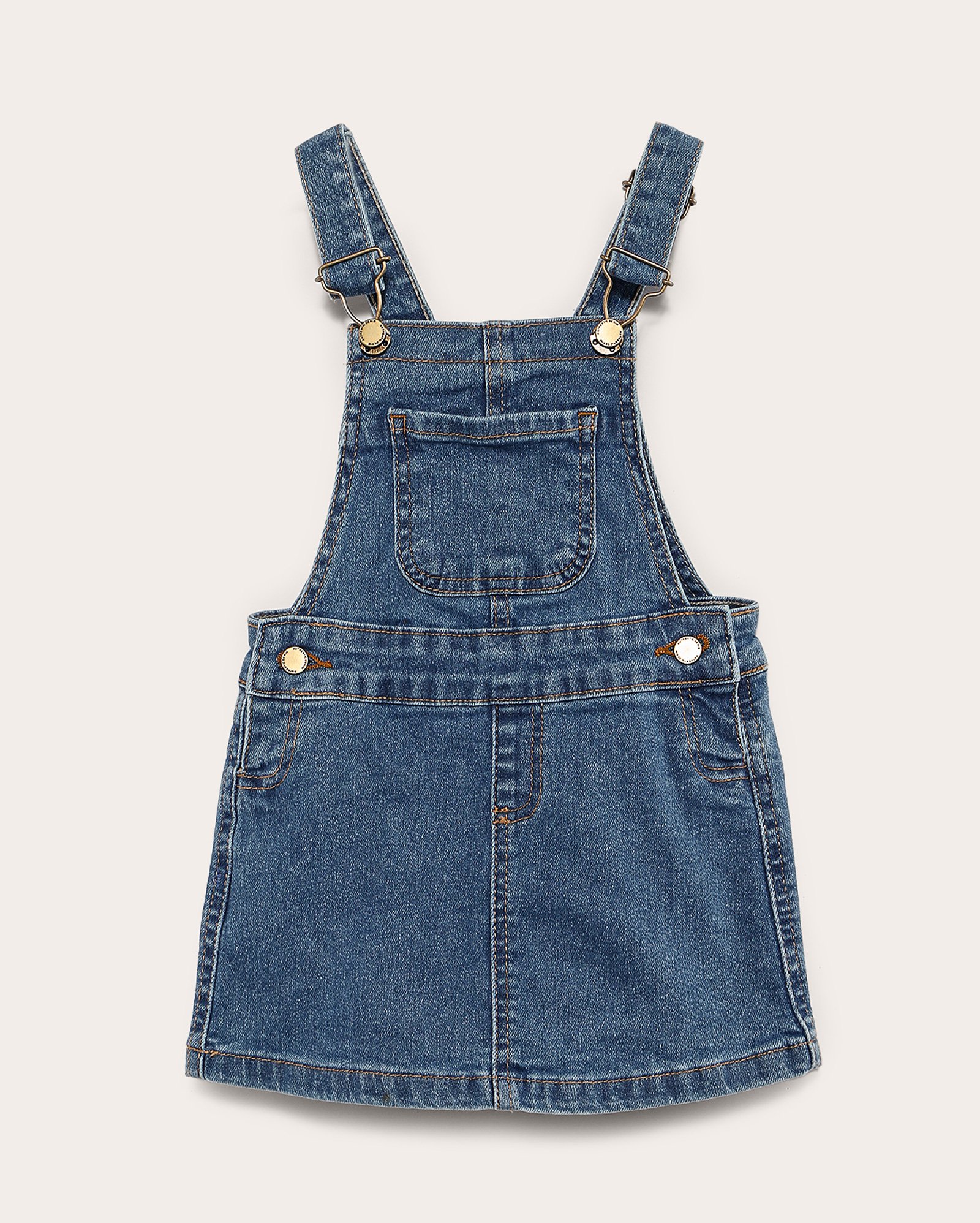 Salopete jeans infantil com bolsos cargo 1-4A denim média | Pool Kids