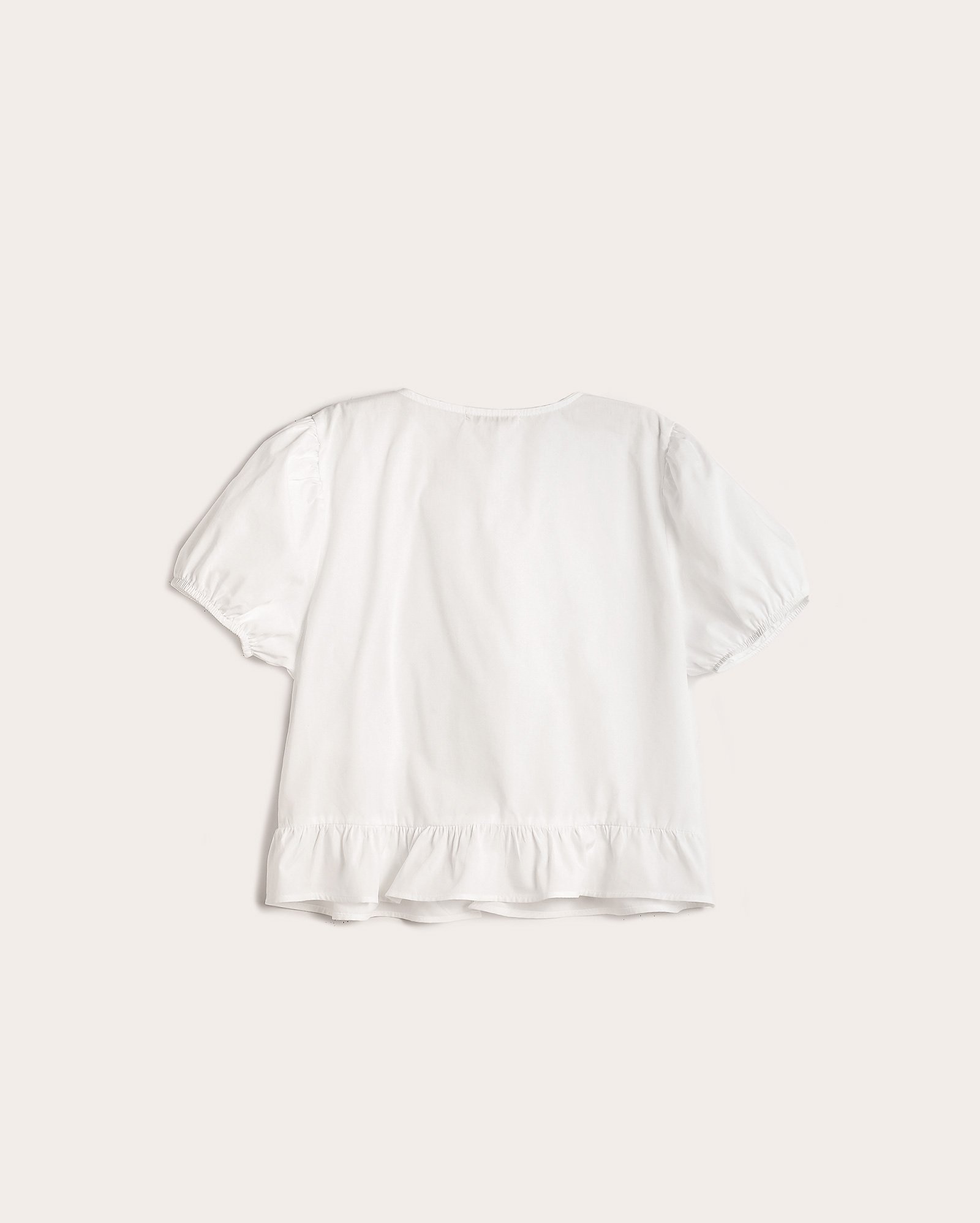 Blusa cropped juvenil manga bufante com laços branca | Pool