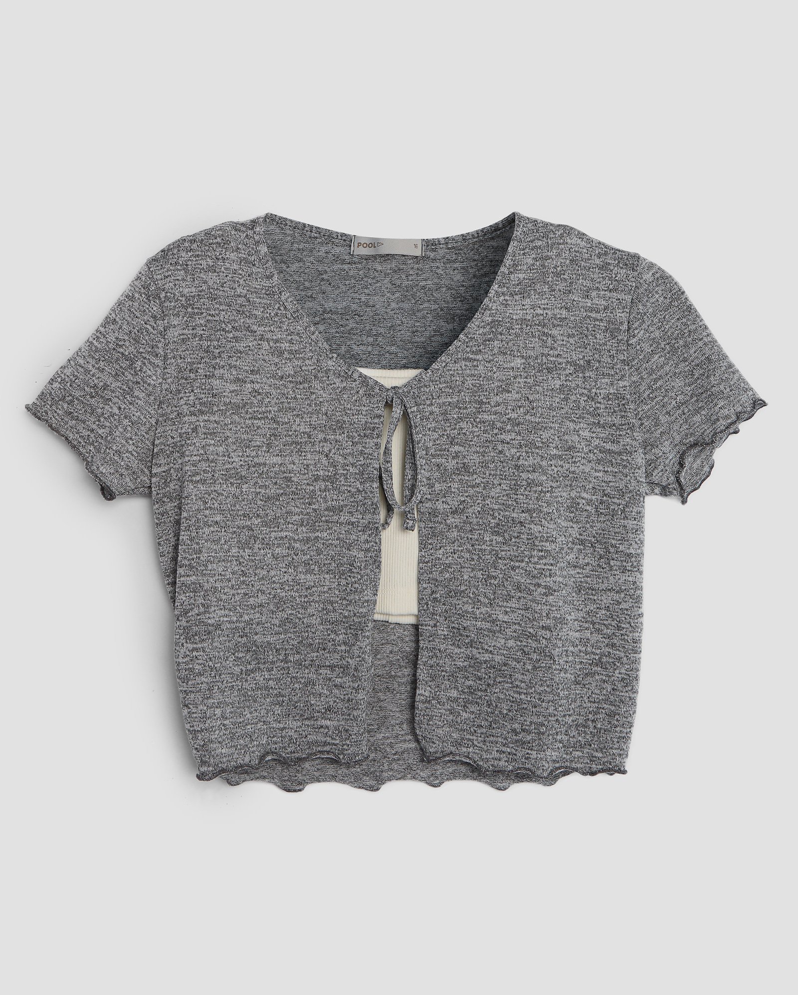 Blusa twin set cropped juvenil mescla com laço multicor | Pool 