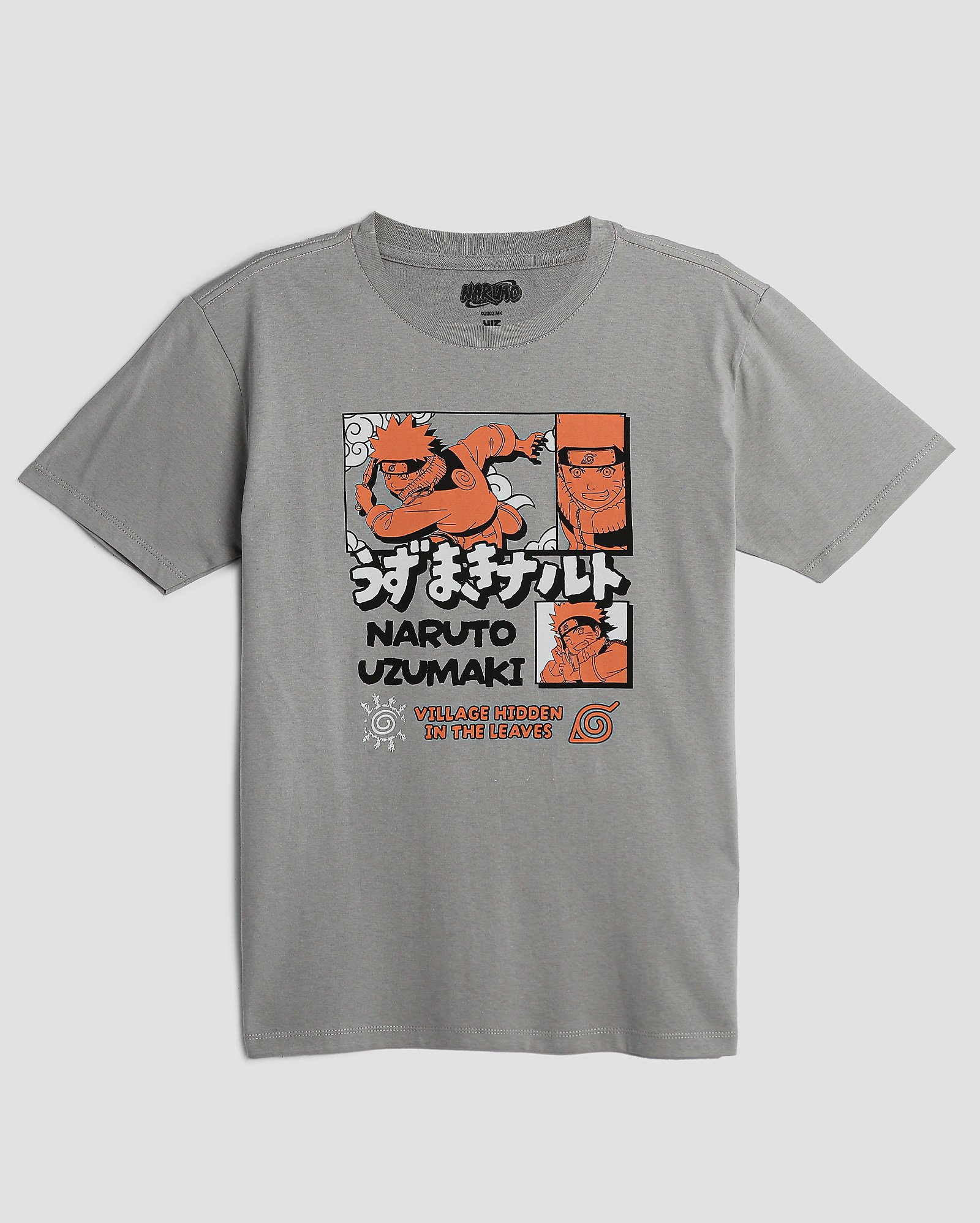 Camiseta juvenil regular Naruto mescla cinza | FANLAB