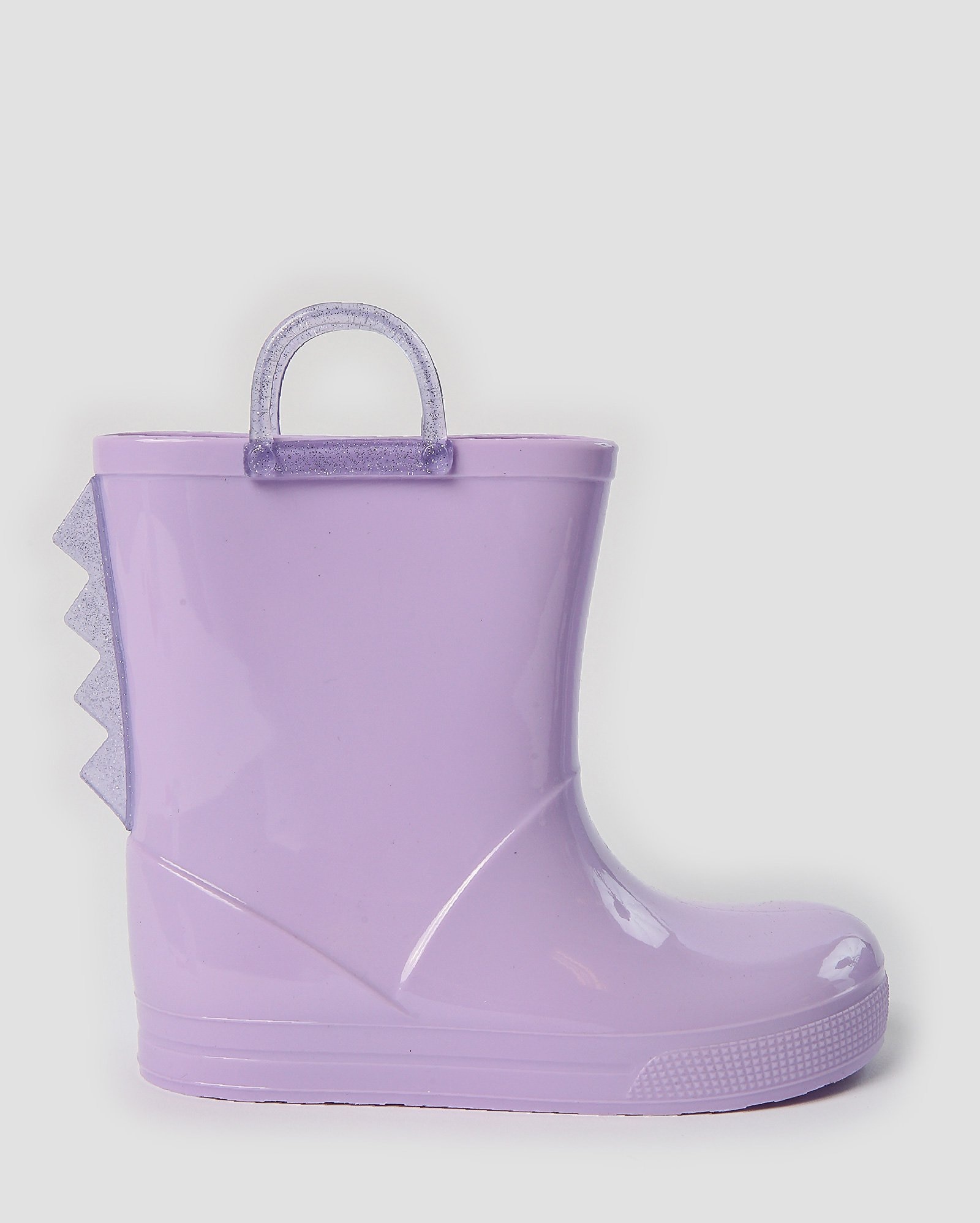 Bota galocha infantil dino com alça e glitter lilás | Riachuelo