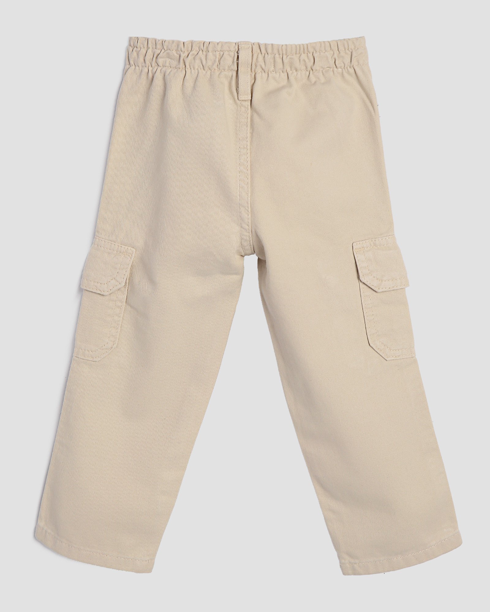 Calça sarja infantil reta com bolsos cargo 1-4A bege | Pool Kids