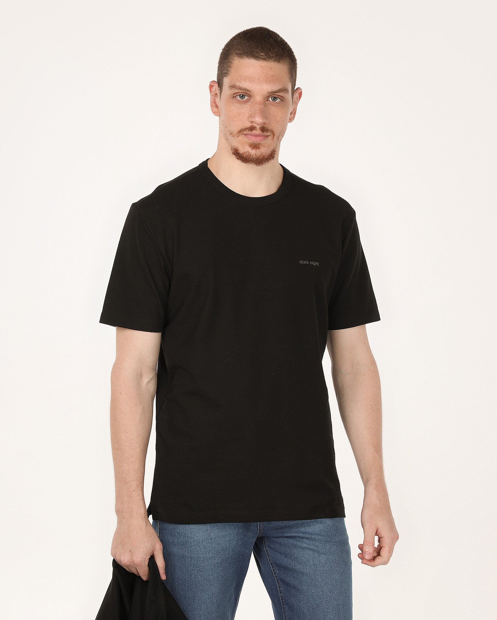 Camiseta masculina regular piquet dark night preta