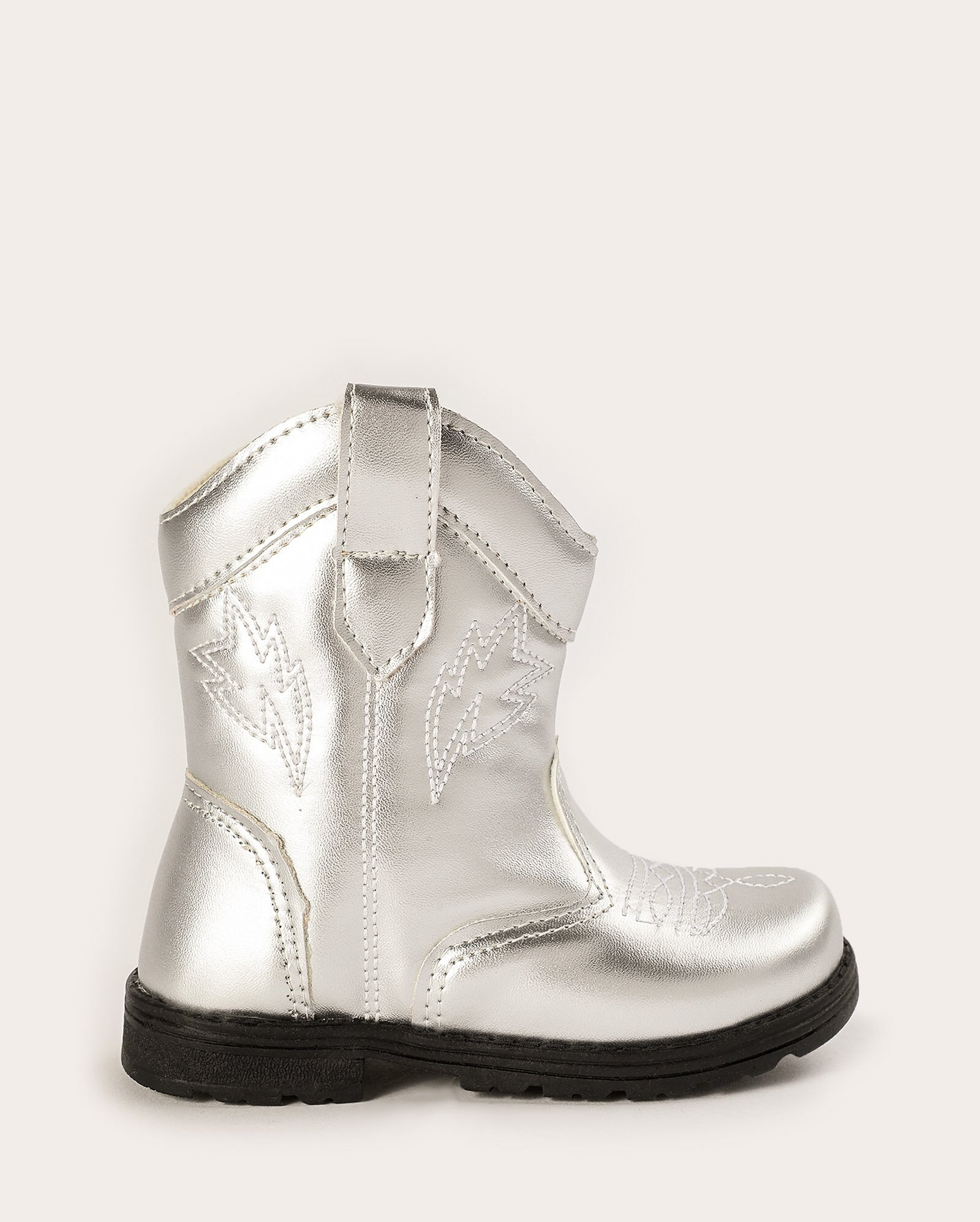 Bota infantil western metalizada cano médio prata | Riachuelo