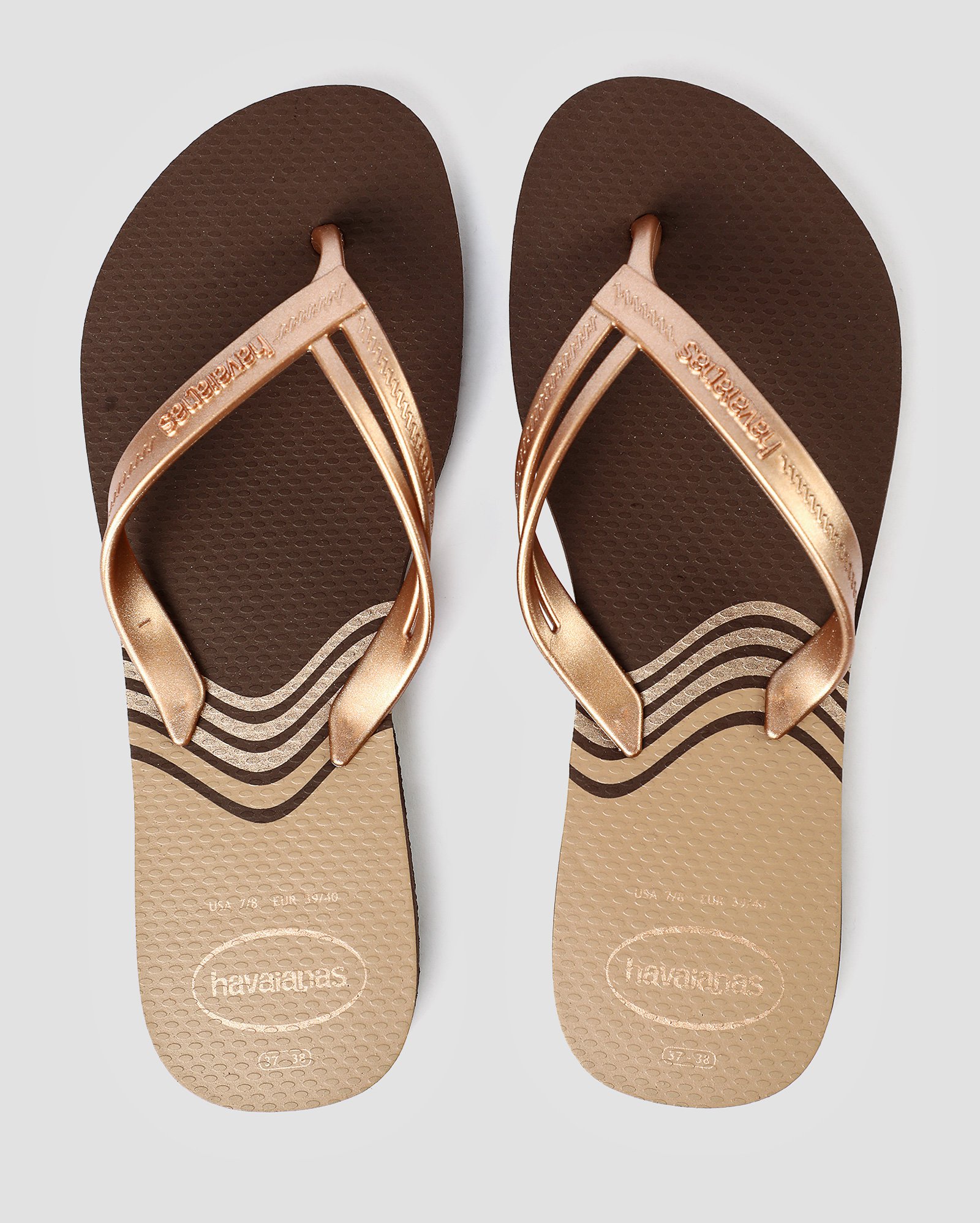Chinelo feminino Elegance listras marrom | Havaianas