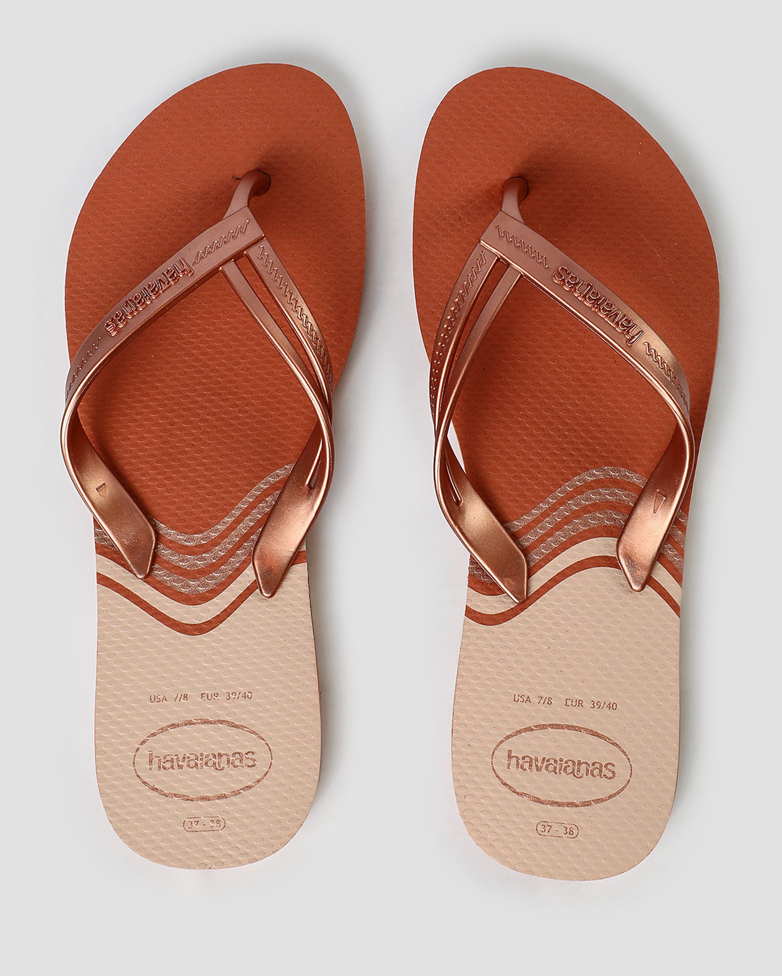 Chinelo feminino Elegance listras laranja | Havaianas