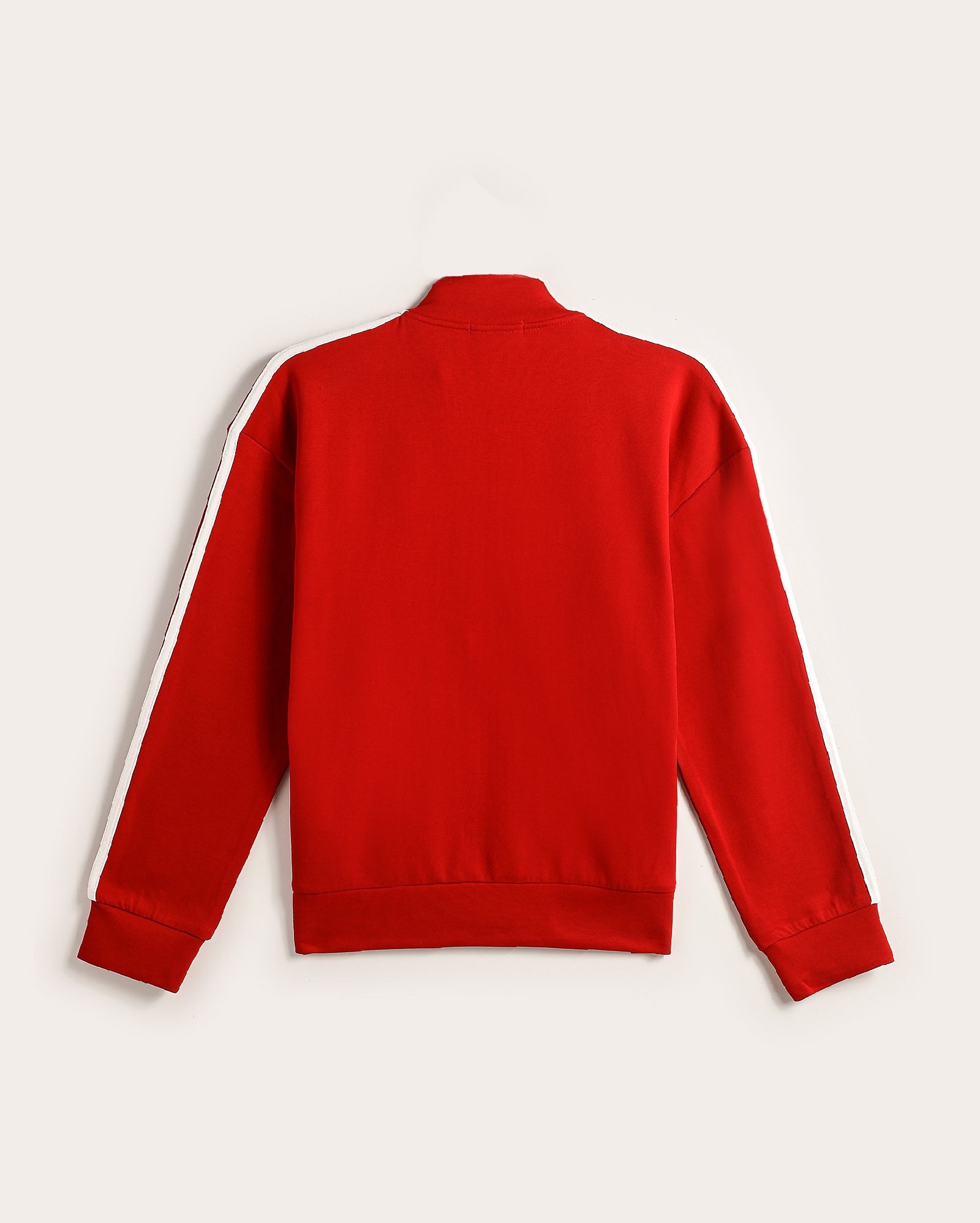 Blusa de moletom juvenil aberta gola alta com listras - Vermelho | Pool