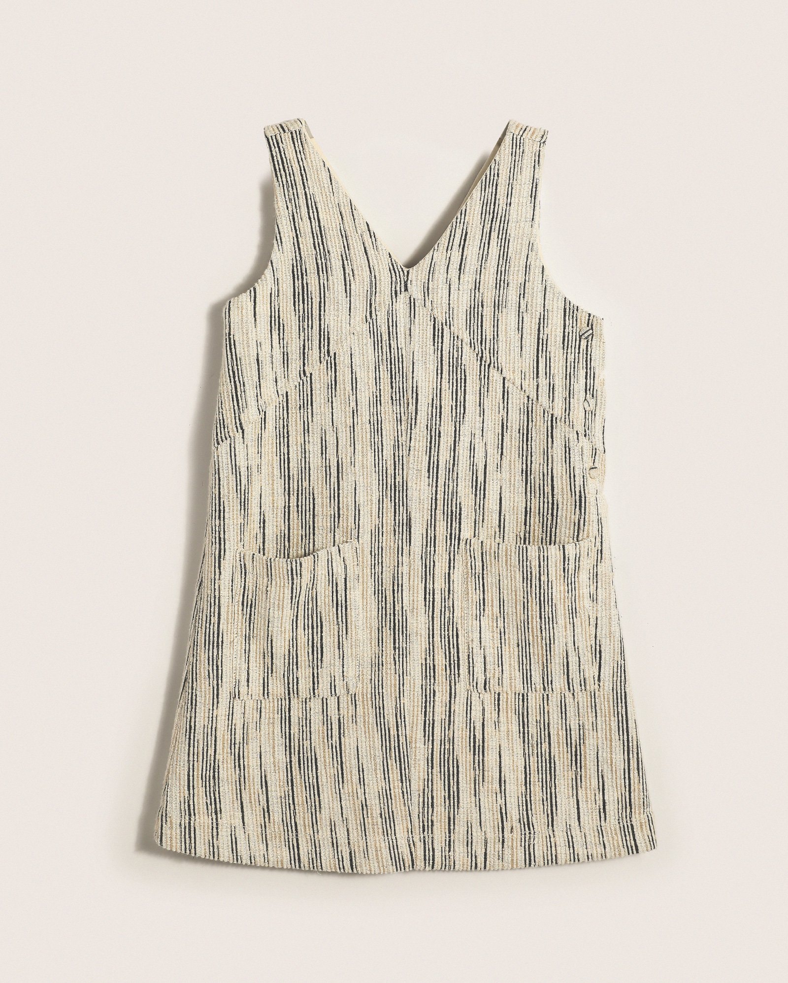 Vestido infantojuvenil reto tweed com bolsos 4-12A bege | Missinclof + Riachuelo