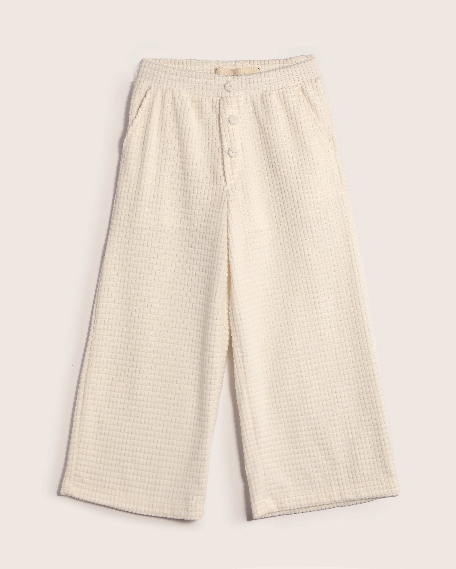 Calça infantojuvenil reta em veludo 4-12A off-white | Missinclof + Riachuelo