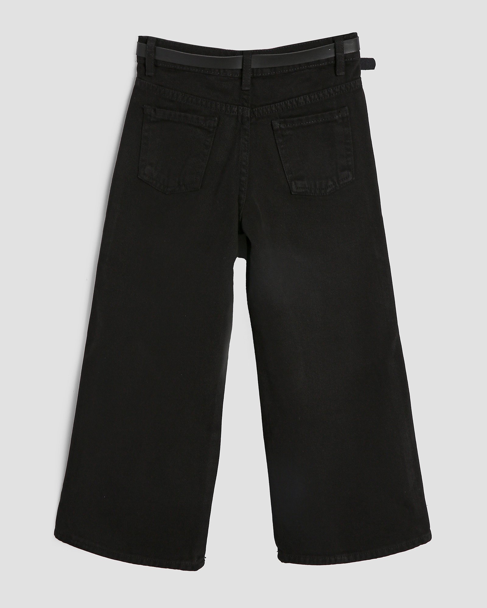 Calça black jeans infantil wide leg com cinto fivela 4-10A | Pool Kids