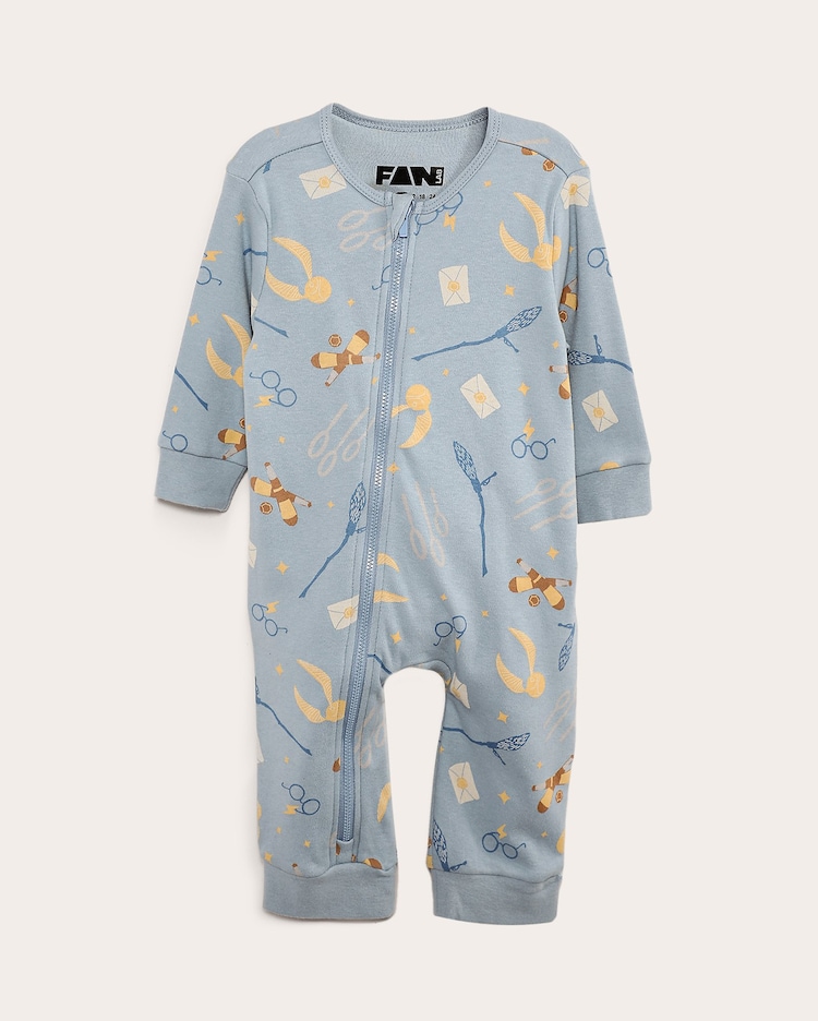 Riachuelo Macacão pijama bebê Harry Potter Hogwarts azul FANLAB