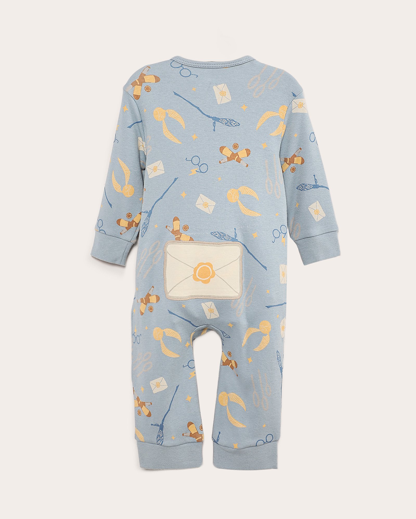 Macacão pijama bebê Harry Potter Hogwarts azul | FANLAB