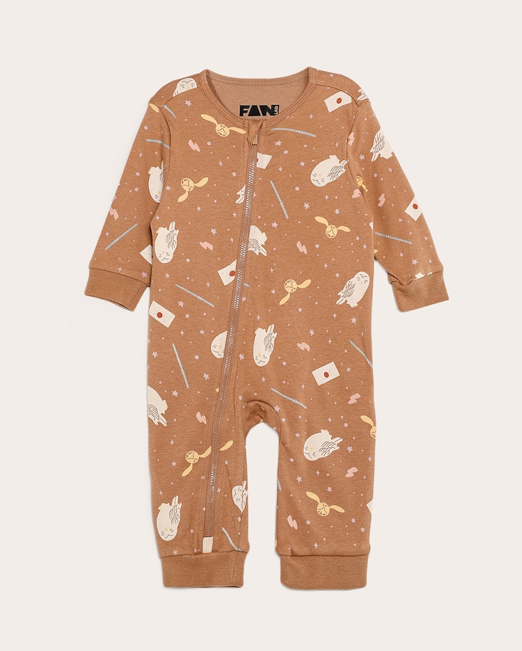 Riachuelo Macacão pijama bebê Harry Potter Edwiges marrom FANLAB