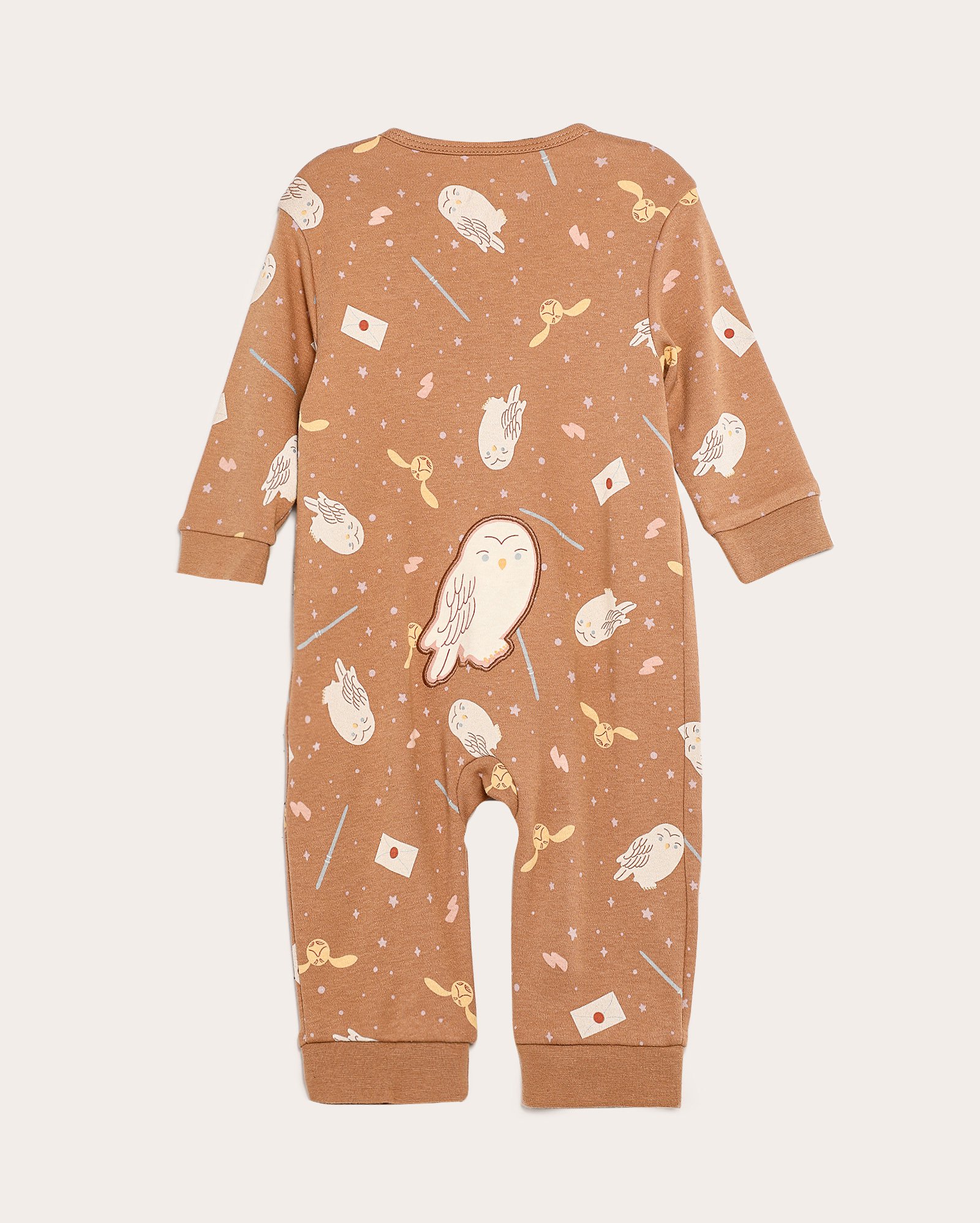 Macacão pijama bebê Harry Potter Edwiges marrom | FANLAB