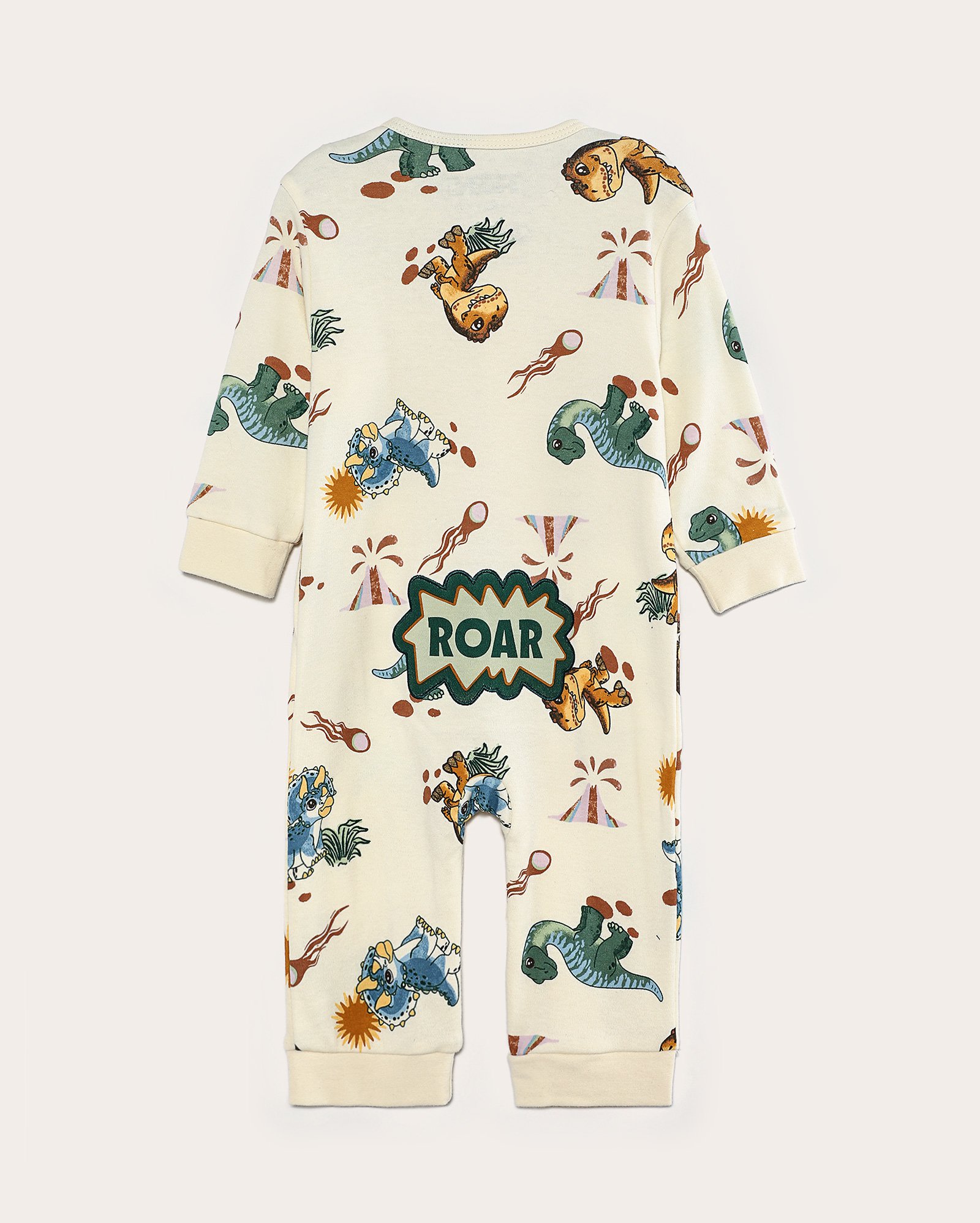 Macacão pijama bebê regular Jurassic Park bege | FANLAB