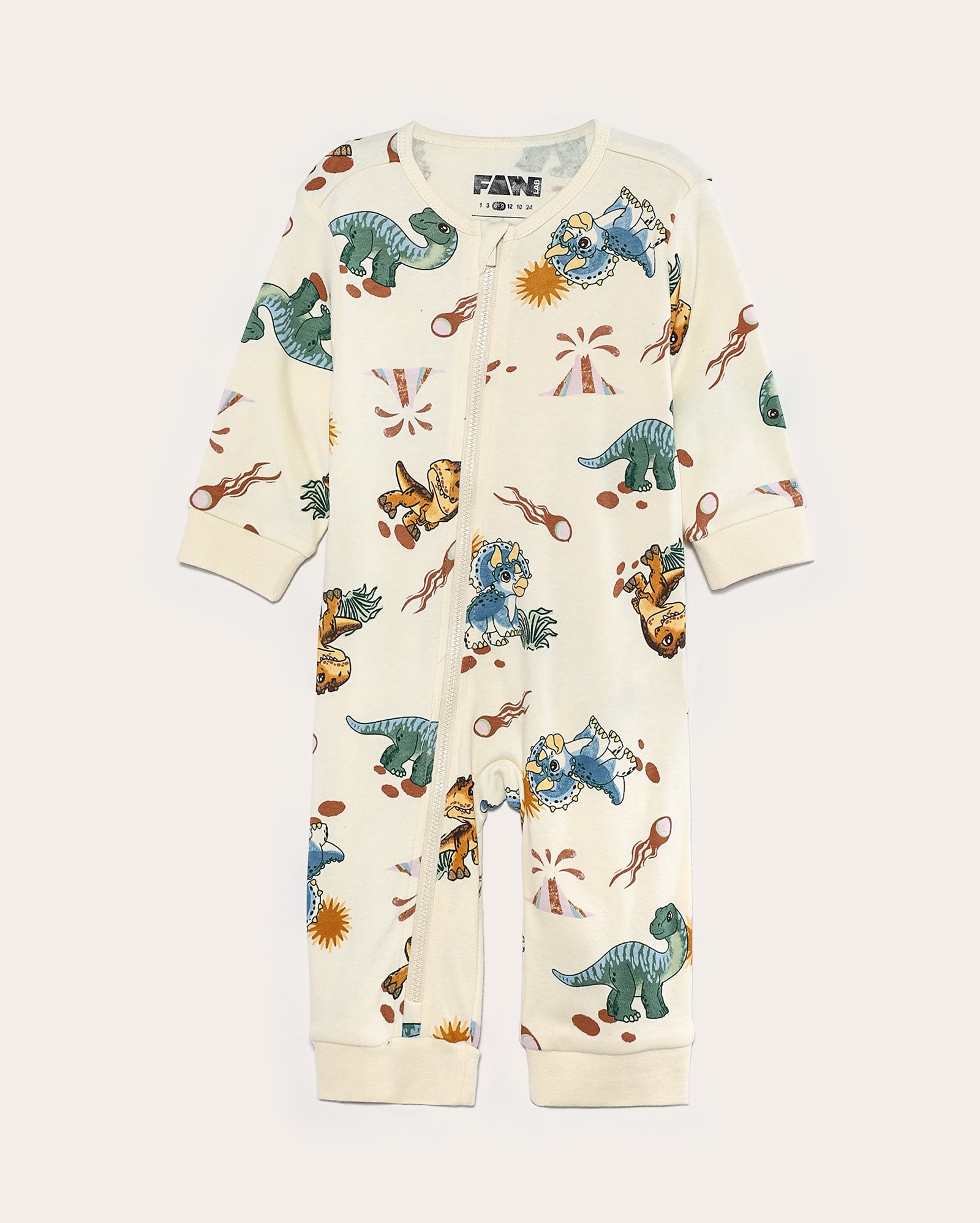Macacão pijama bebê regular Jurassic Park bege | FANLAB