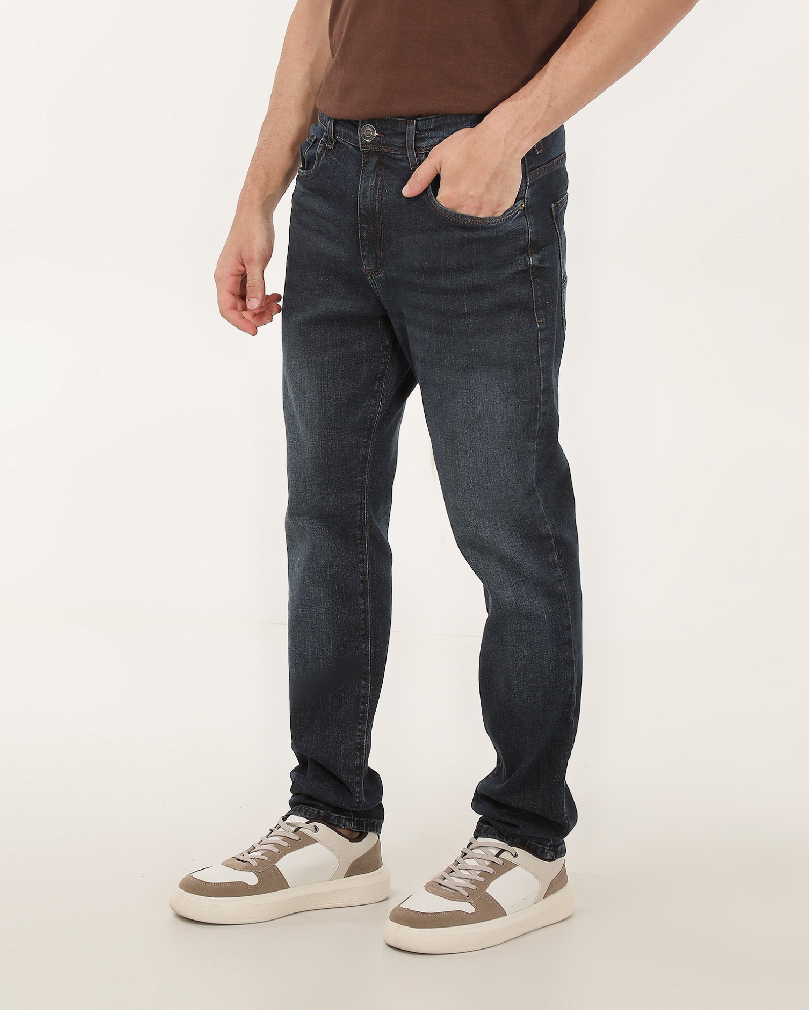 Calça jeans masculina slim básica com bolsos denim escuro | Pool Jeans