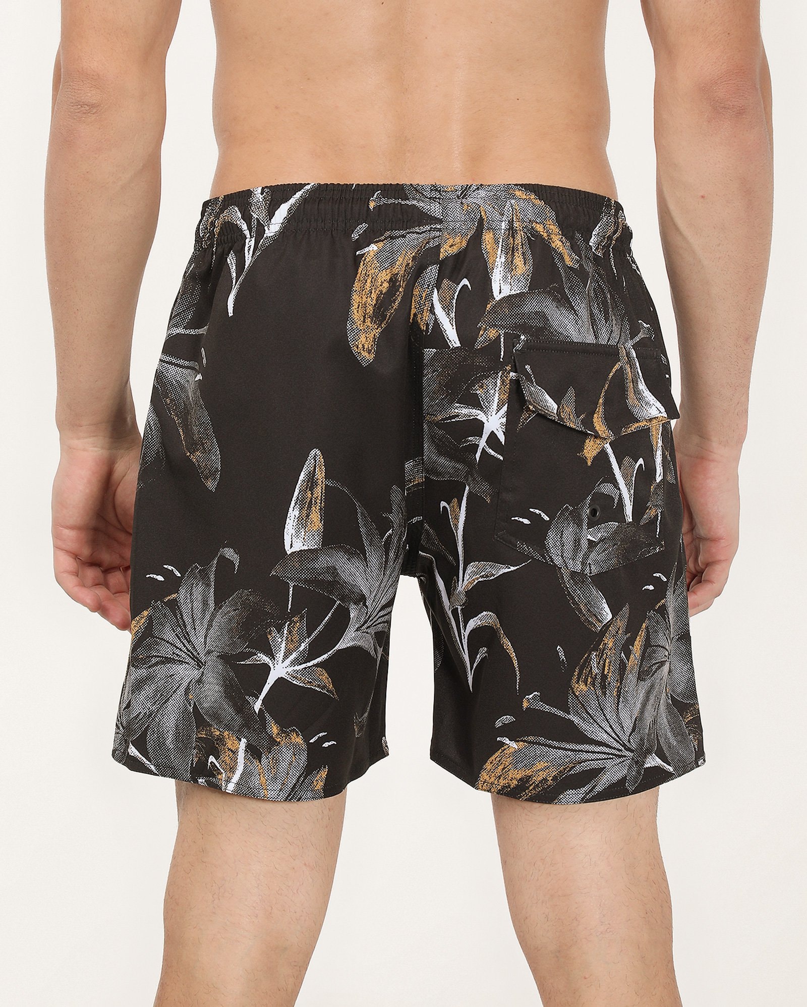 Short água masculino cós elástico e cordão floral preto | Pool — foto 4