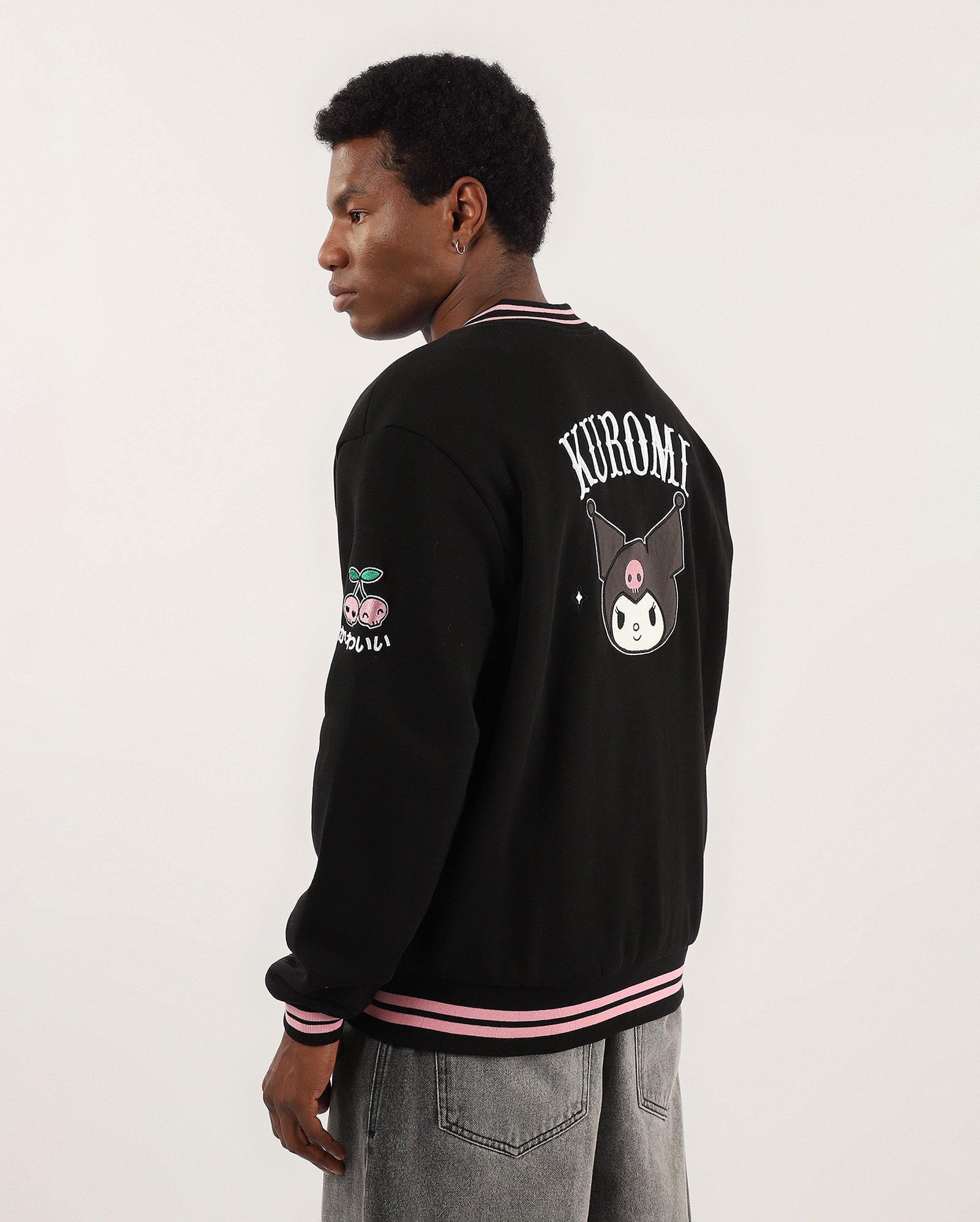 Jaqueta masculina bomber college Kuromi preta | FANLAB