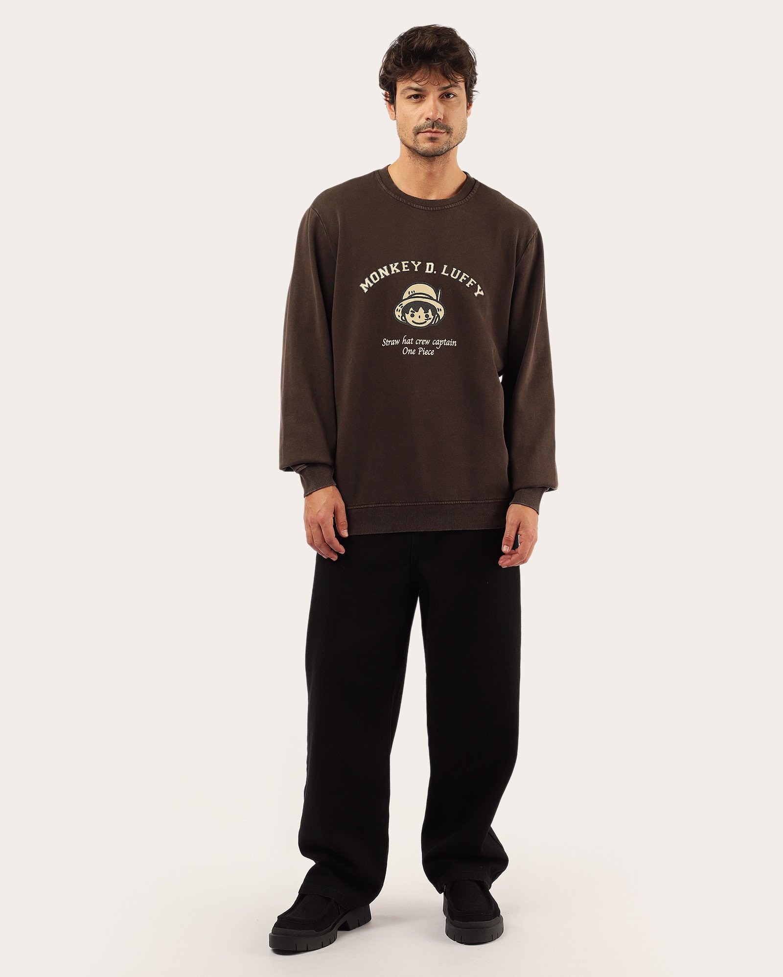 Blusa de moletom masculina com felpa Luffy - marrom | FANLAB